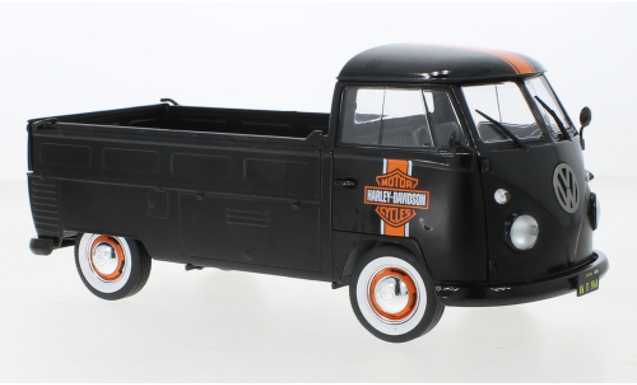 Volkswagen T1 1/18 Solido plateforme Douane matte zwart Harley-Davidson 1950 modelauto