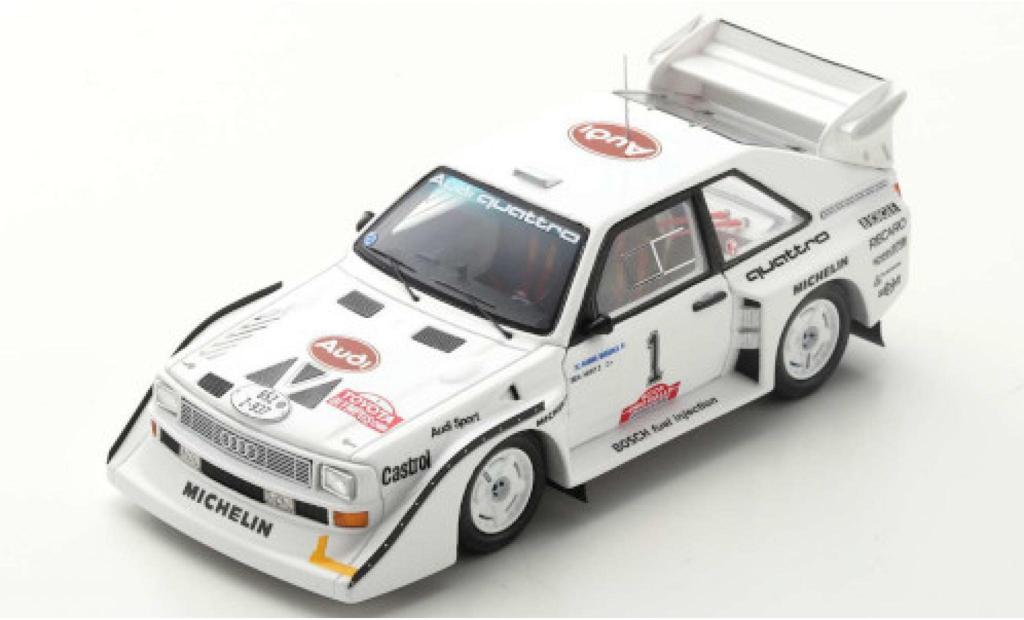 Audi Sport Quattro 1/43 Spark Sport quattro S1 E2 No.1 Rally Olympus 1985 H.Mikkola/A.Hertz modelauto