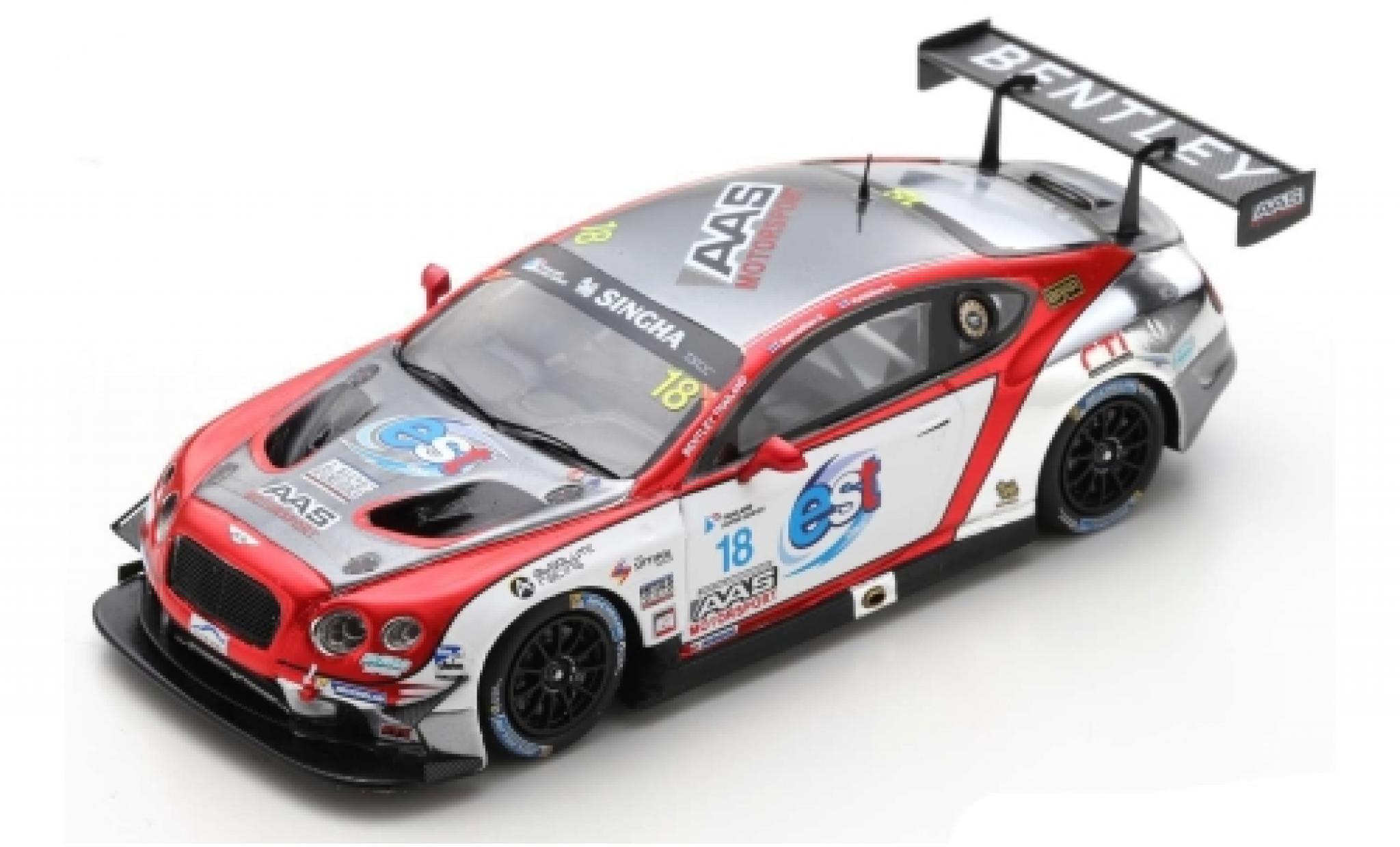 Bentley Continental 1/43 Spark GT3 RHD No.18 AAS Motorsport Thailand Super Series 2018 L.Vutthikorn/K.Kantadhee modelauto