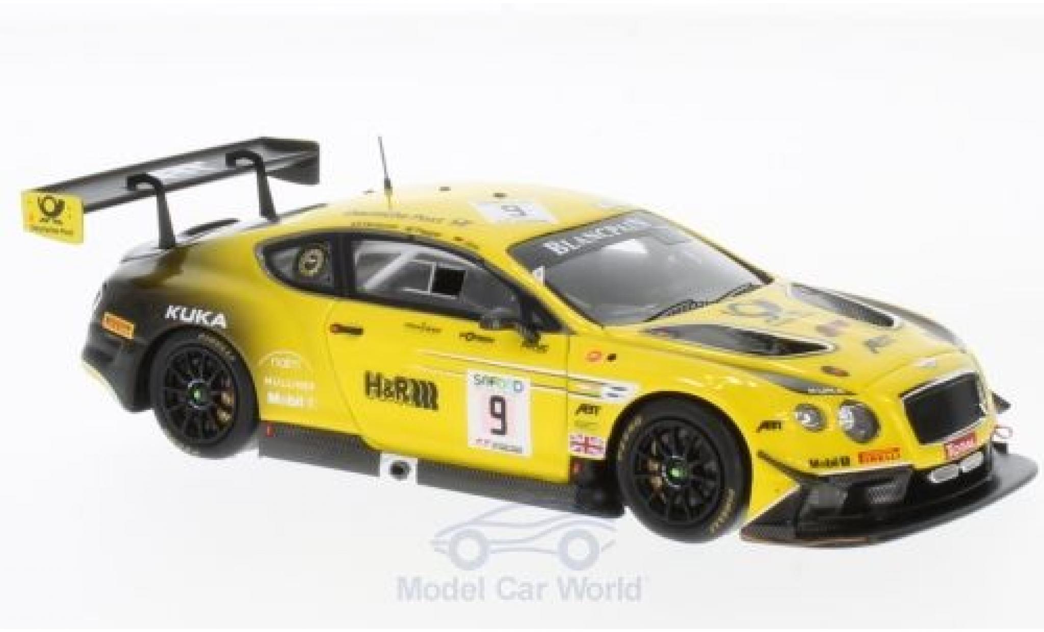 Bentley Continental T 1/43 Spark GT3 RHD No.9 Team ABT Deutsche Post 24h Spa 2017 C.J&ouml;ns/J.Pepper/N.Verdonck modelauto