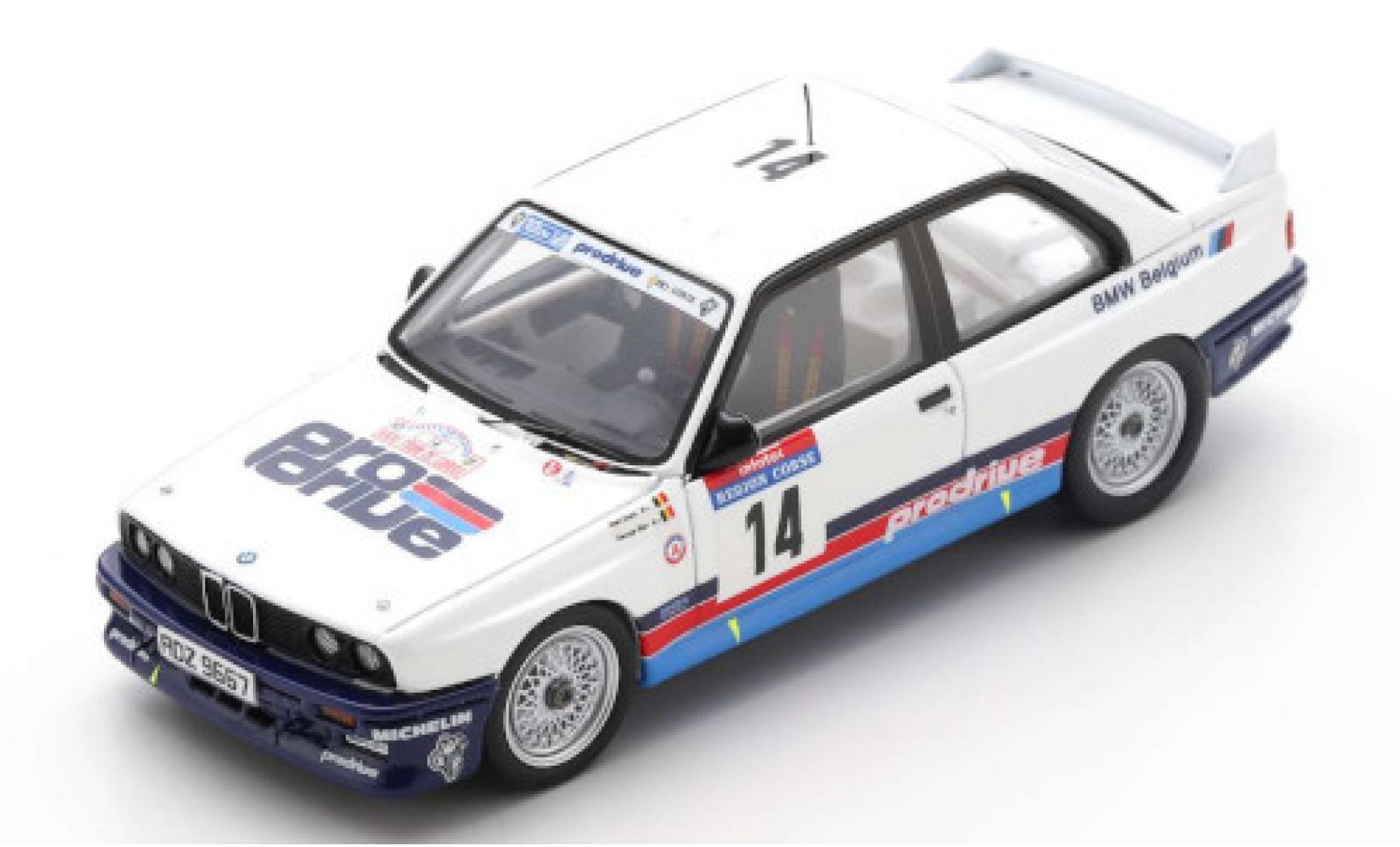 Bmw M3 1/43 Spark (E30) No.14 Belgium ProDrive Rallye WM Tour de Corse 1987 M.Duez/G.Biar modelauto