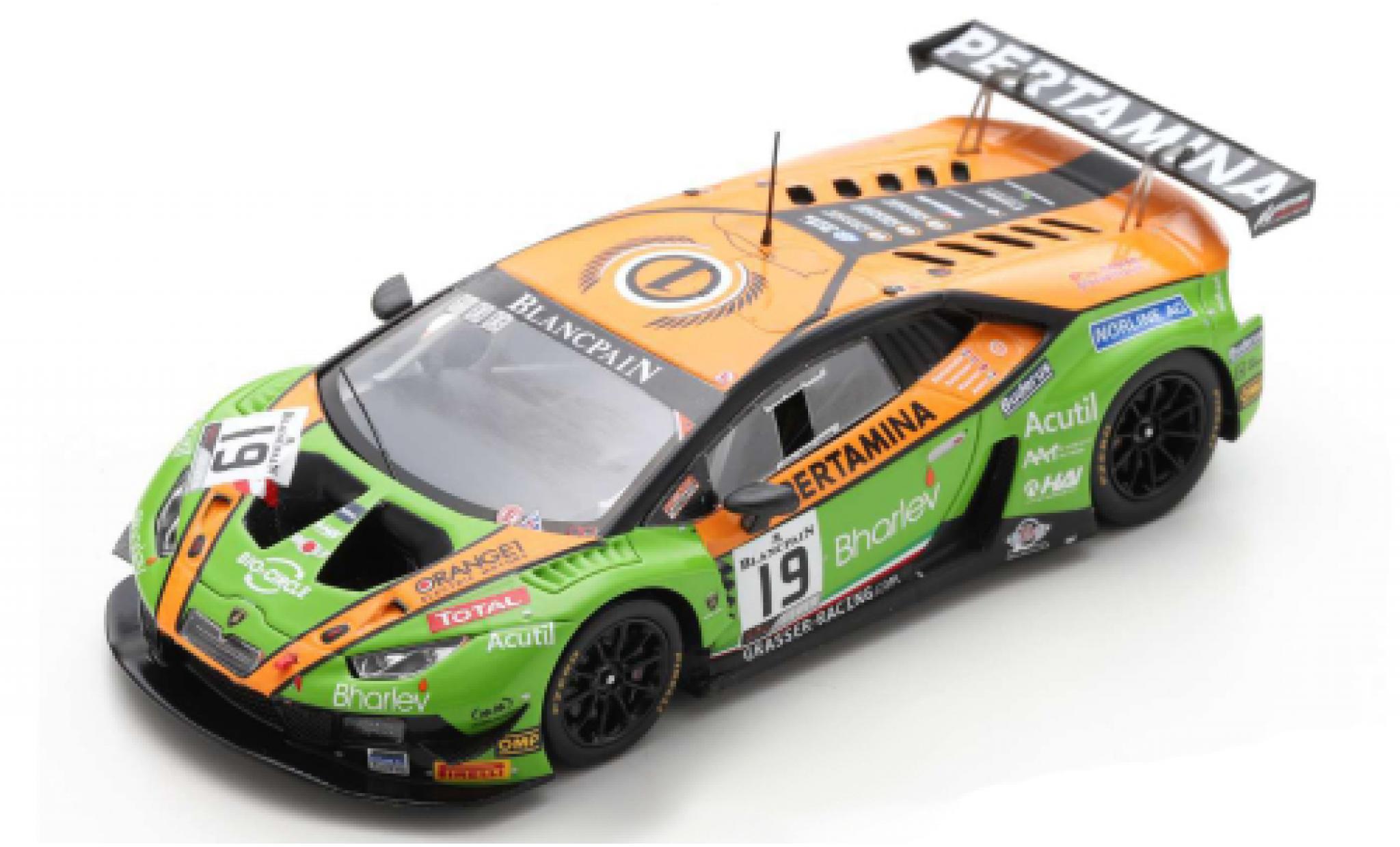Lamborghini Huracan 1/43 Spark GT3 Evo No.19 GRT Grasser Racing Team 24h Spa 2019 A.Santamato/G.Tweraser/L.Mauron/A.Amici modelauto
