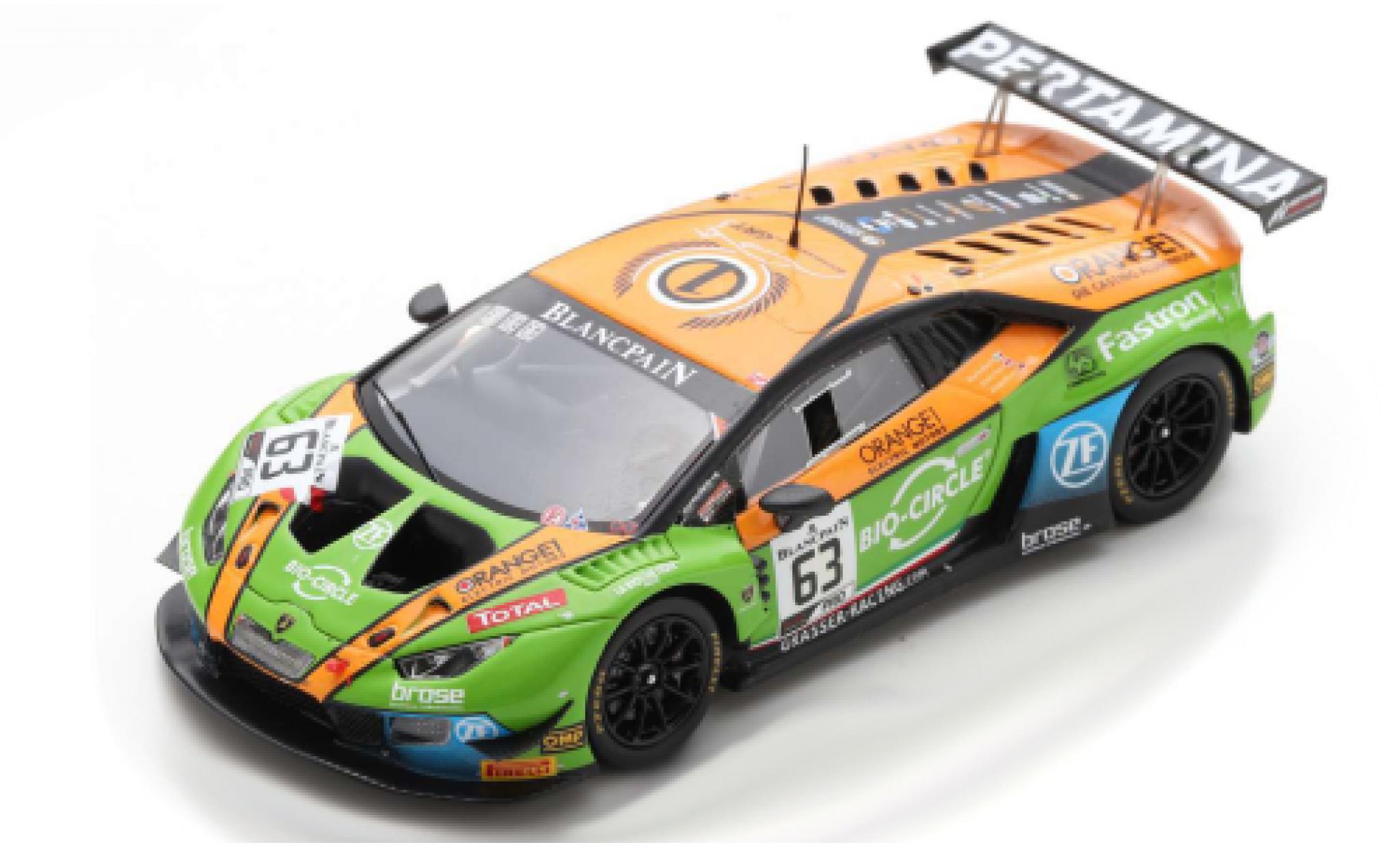 Lamborghini Huracan 1/43 Spark GT3 Evo No.63 GRT Grasser Racing Team 24h Spa 2019 M.Bortolotti/C.Engelhart/R.Ineichen modelauto
