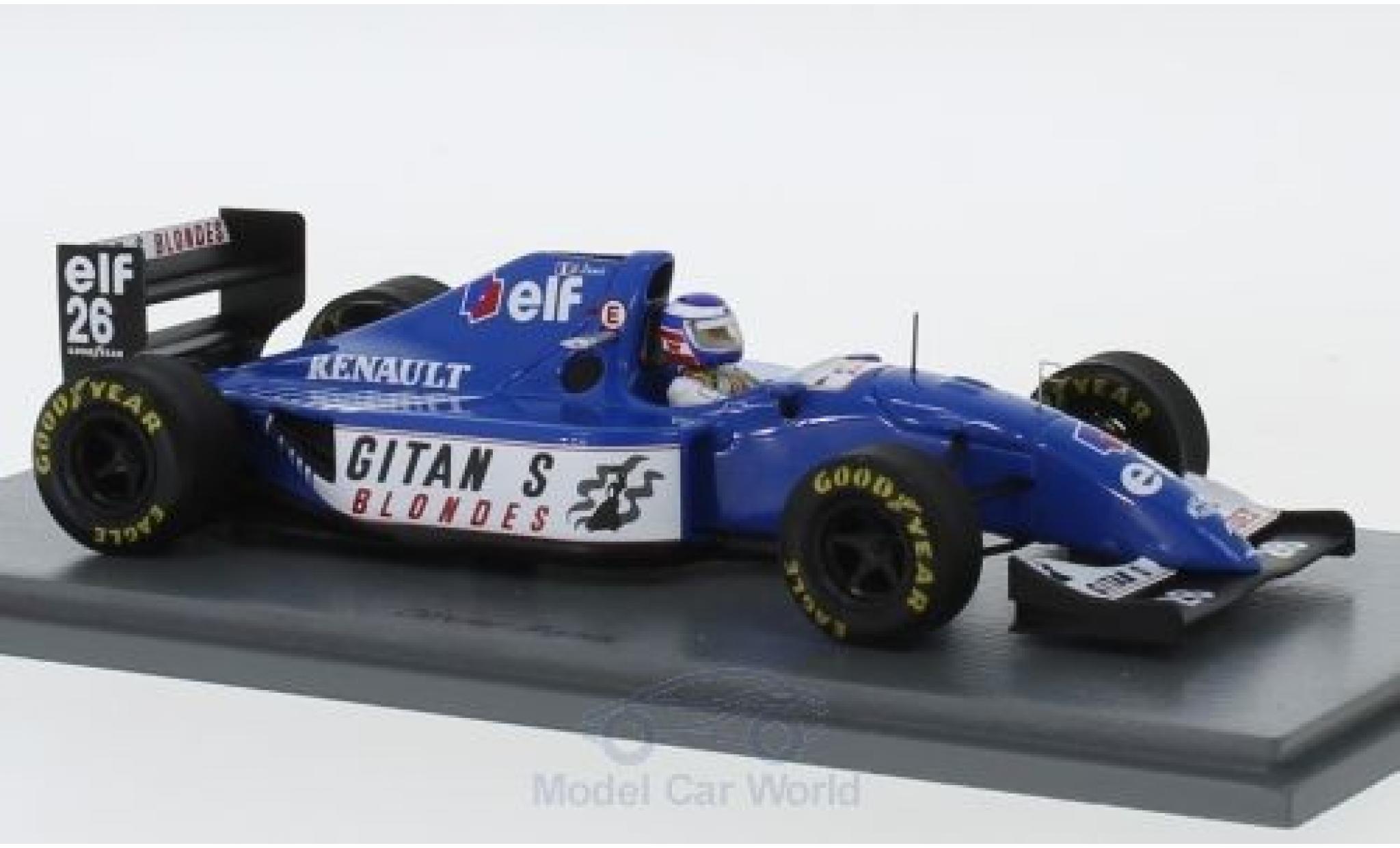 Ligier JS3 1/43 Spark 9B No.26 Gitanes Formel 1 GP Kanada 1994 mit Decals O.Panis modelauto