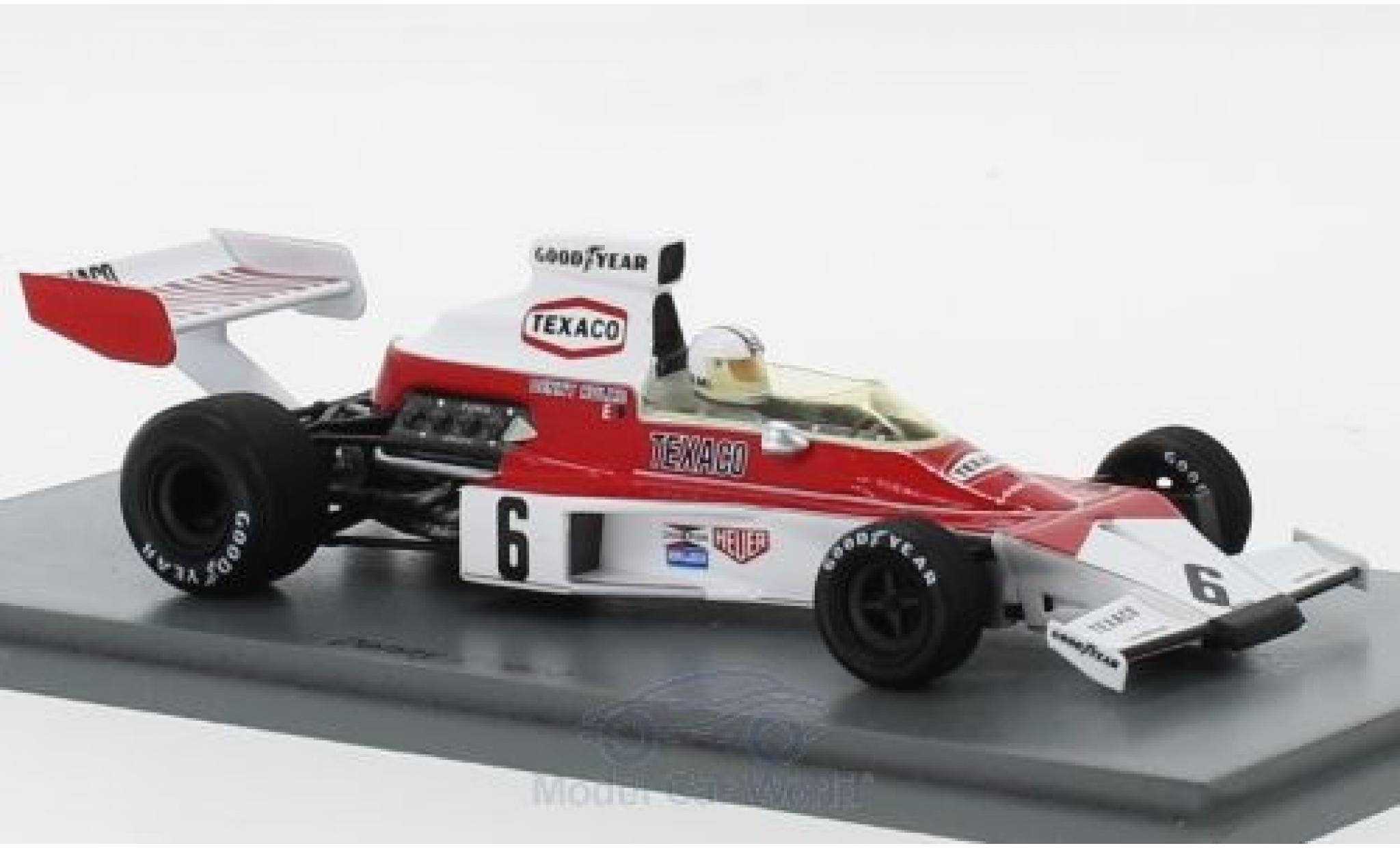 McLaren M23 1/43 Spark No.6 Texaco Formel 1 GP Zilverinien 1974 D.Hulme modelauto