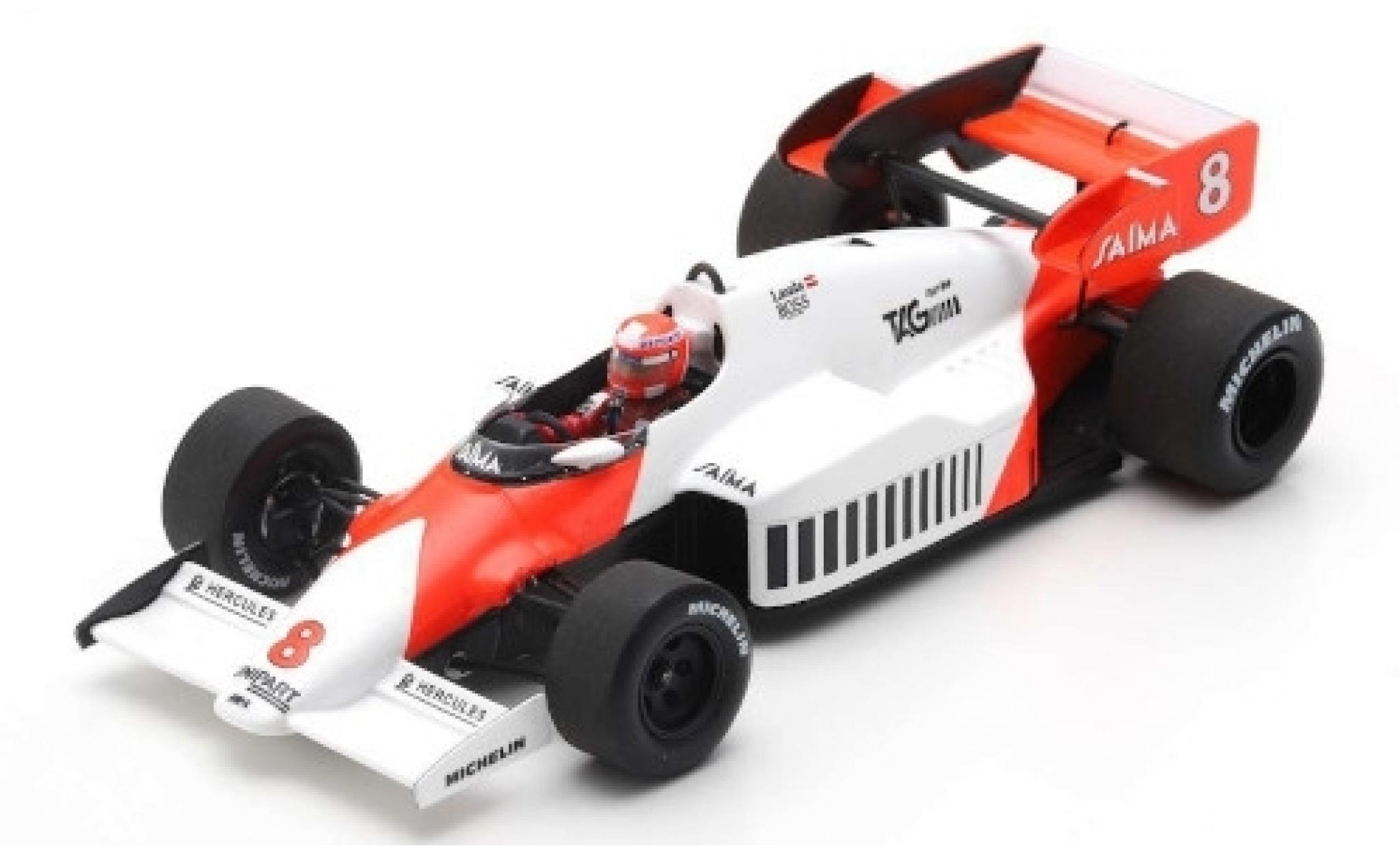 McLaren MP4-12C 1/43 Spark MP4-2 No.8 Marlboro Formel 1 GP Gro&szlig;britannien 1984 avec Decals N.Lauda modelauto