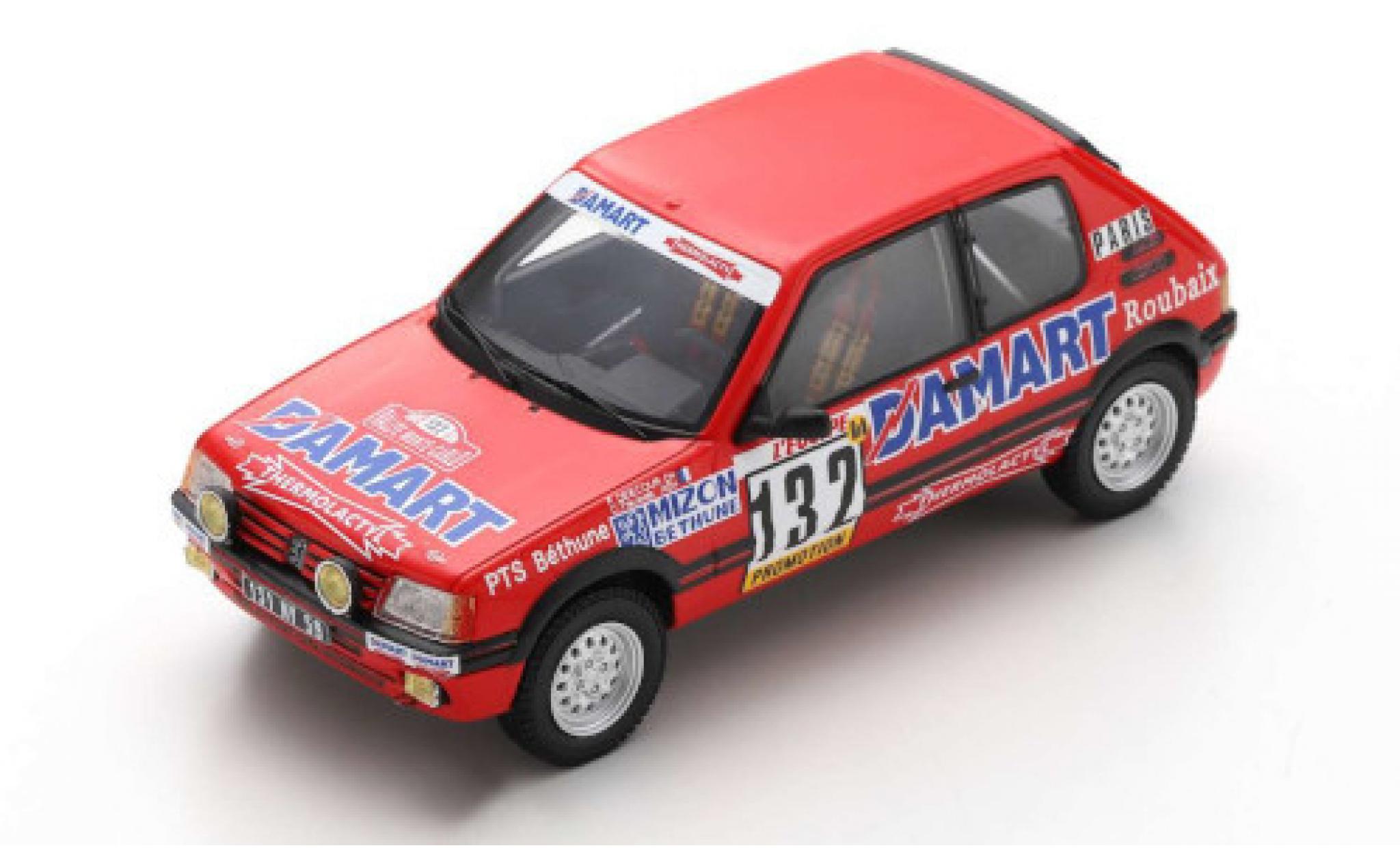 Peugeot 205 1/43 Spark GTI 1.6 No.132 Rallye WM Rallye Monte Carlo 1986 F.Delecour/A.C.Pauwels modelauto