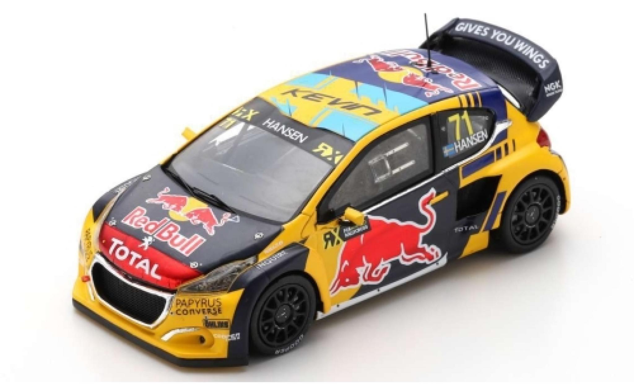 Peugeot 208 1/43 Spark WRX No.71 Red Bull -Total World RX Vereinigte Arabische Emirate 2019 K.Hansen modelauto