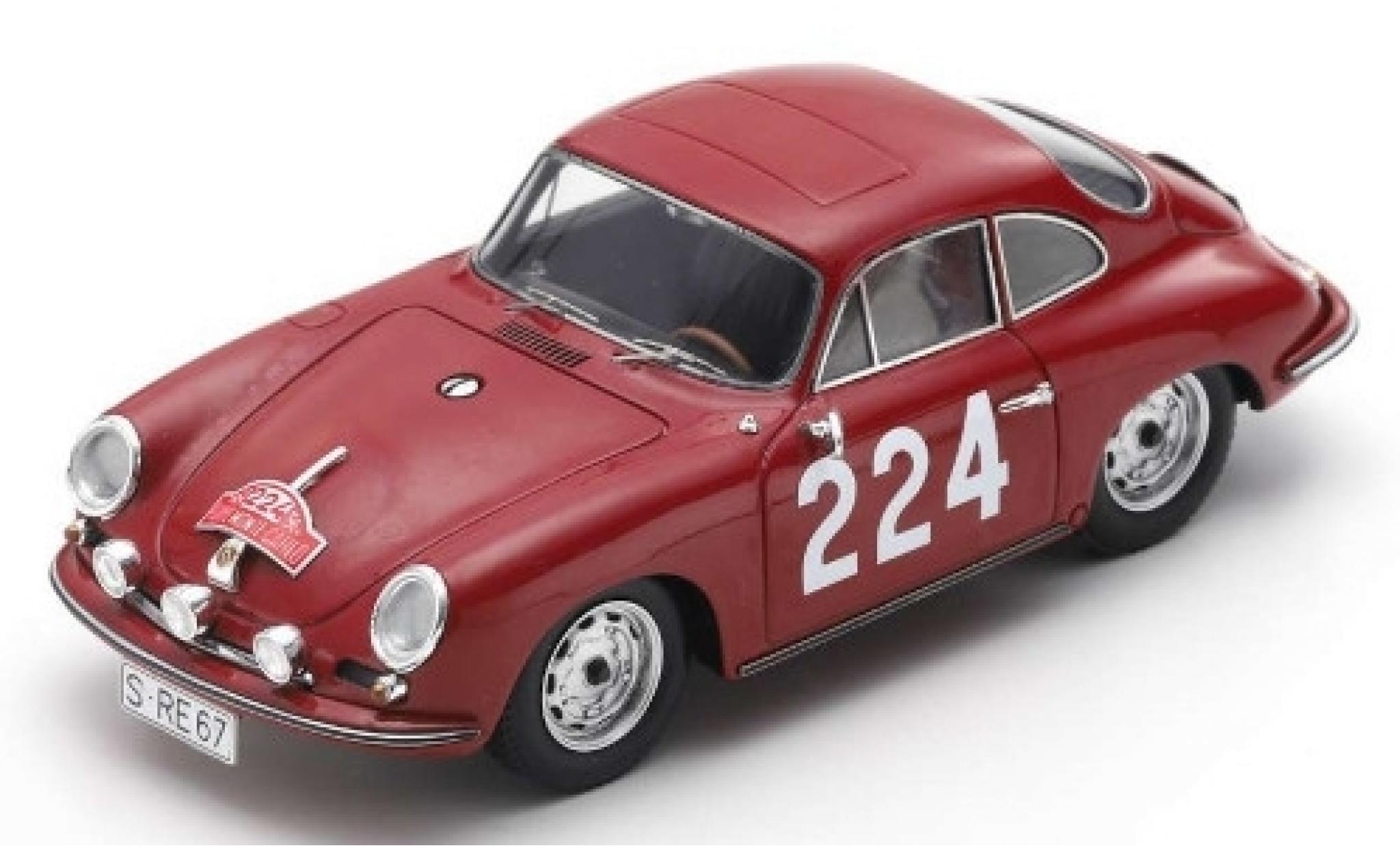 Porsche 356 1/43 Spark B T6 Carrera 2 No.224 Rally Monte Carlo 1964 G.Klass/H.Wencher modelauto