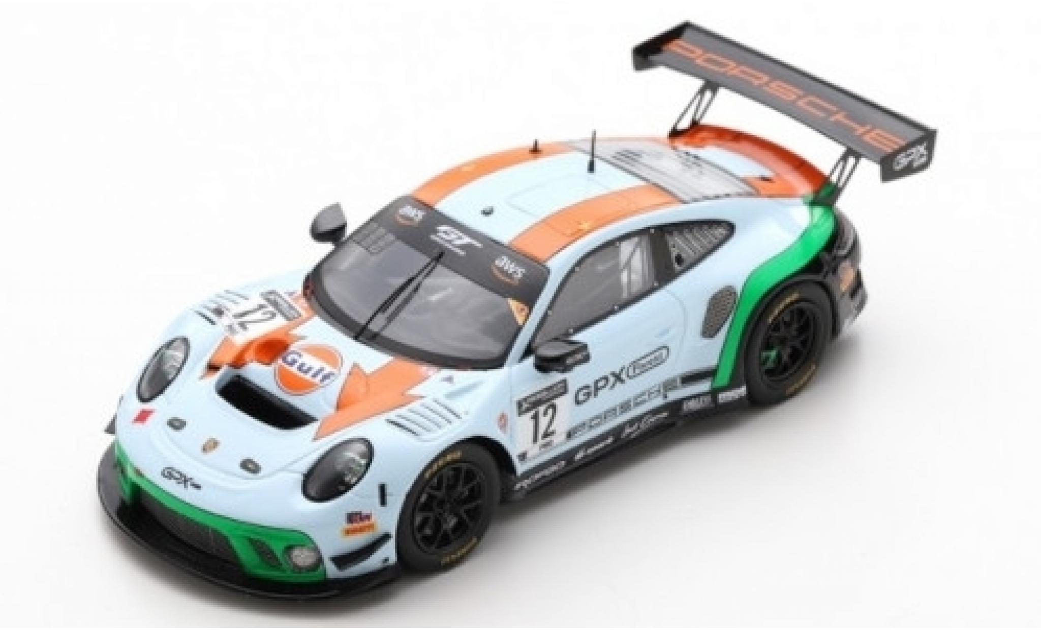 Porsche 992 GT3 R 1/43 Spark 911 GT3 R (991.2) No.12 GPX Racing Gulf 2019 The Diamond modelauto