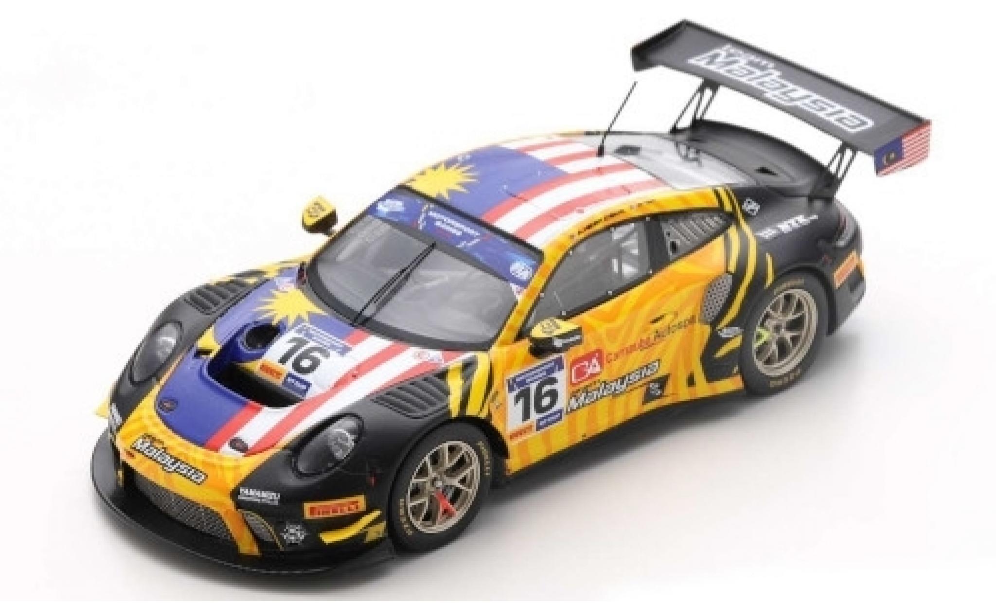 Porsche 992 GT3 R 1/43 Spark 911 GT3 R No.16 Team Malaysia FIA Motorsport Games GT Cup Vallelunga 2019 A.H.D Silva/W.Tan modelauto