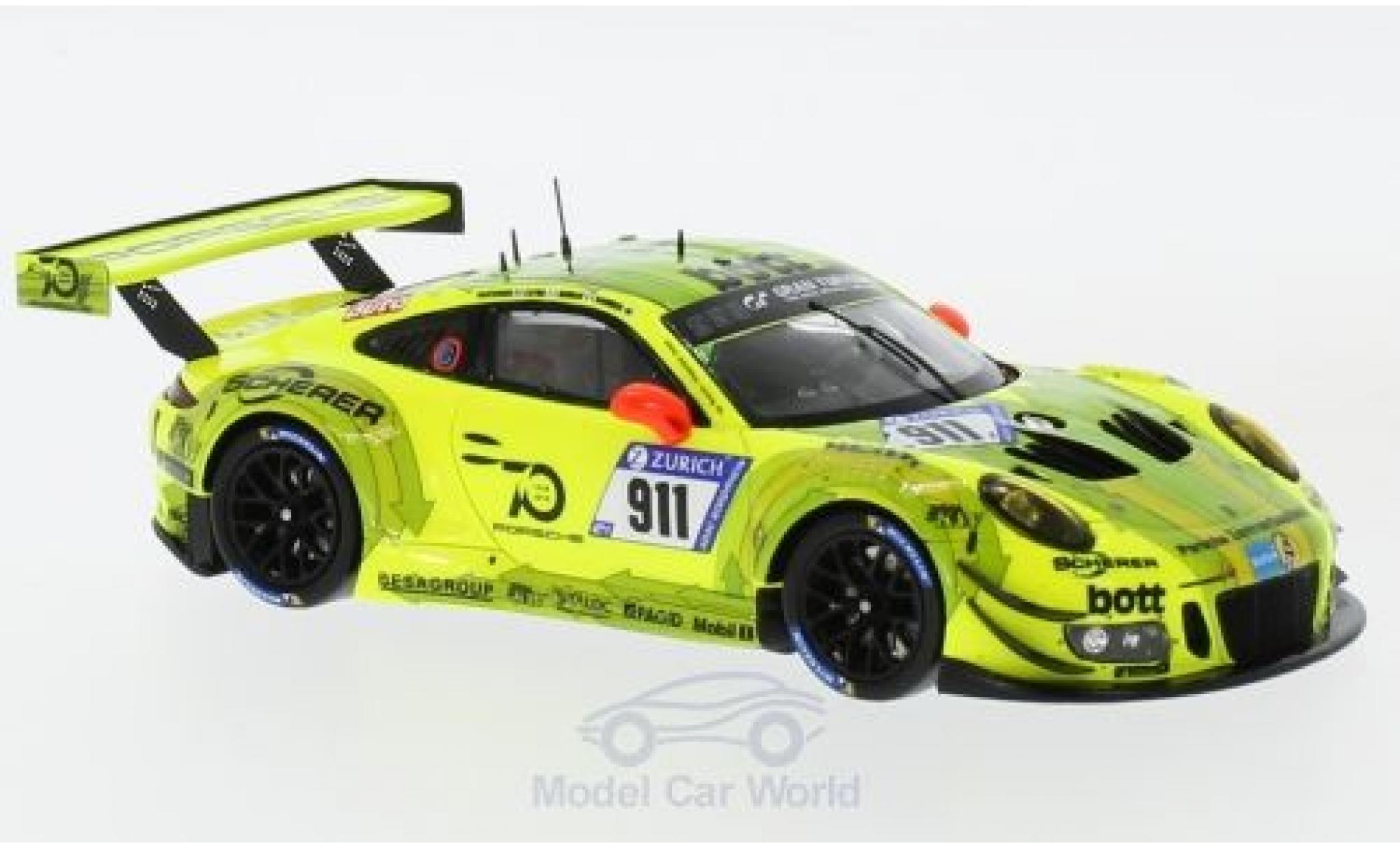 Porsche 991 GT3 R 1/43 Spark 911 GT3 R No.911 Manthey Racing 24h N&uuml;rburgring 2018 K.Estre/R.Dumas/L.Vanthoor/E.Bamber modelauto