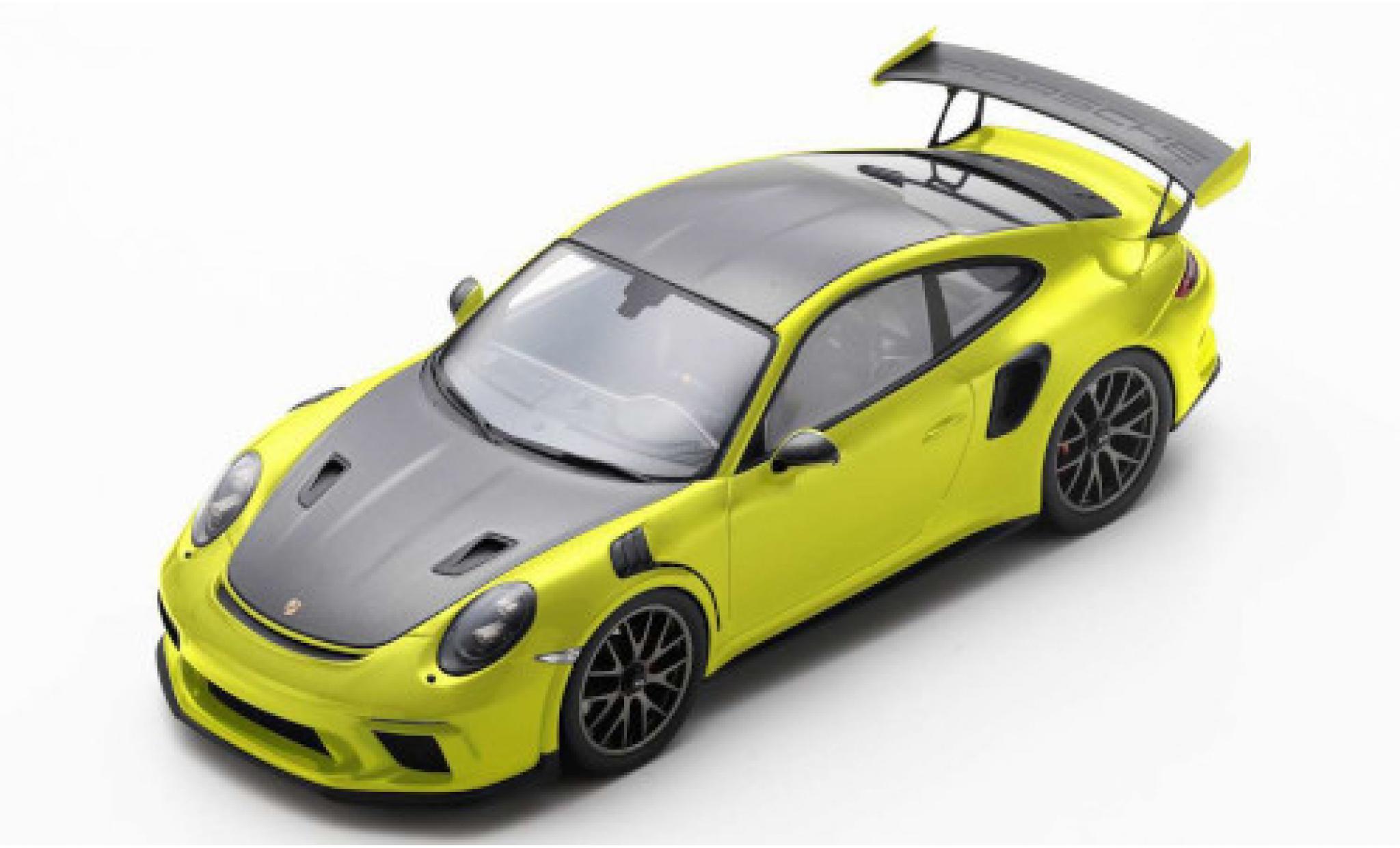 Porsche 991 GT3 RS 1/18 Spark 911 GT3 RS (.2) geel/matt-zwart 2018 modelauto