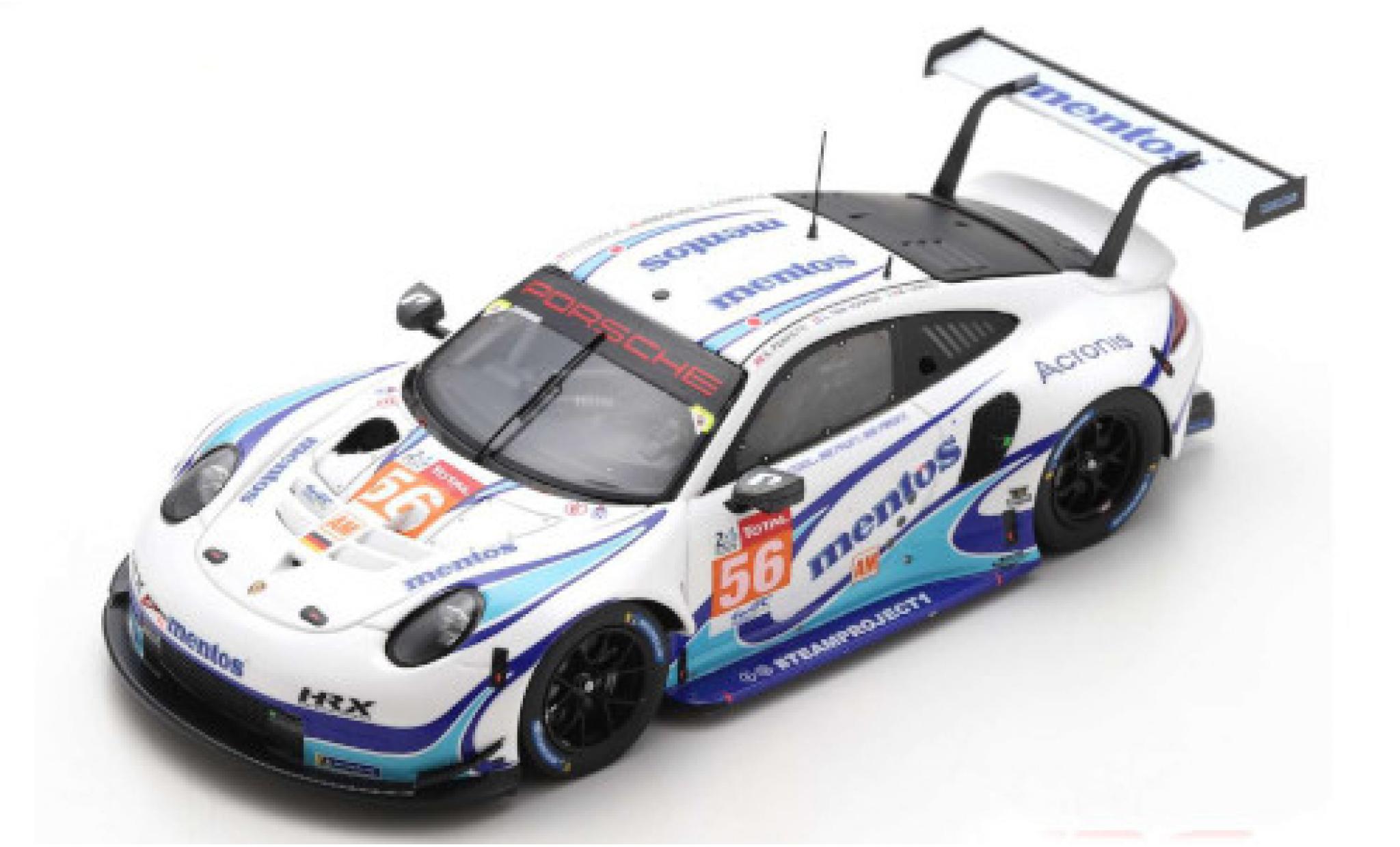 Porsche 992 RSR 1/43 Spark 911 RSR No.56 Team Project 1 Mentos 24h Le Mans 2020 M.Cairoli/E.Perfetti/L.ten Voorde modelauto