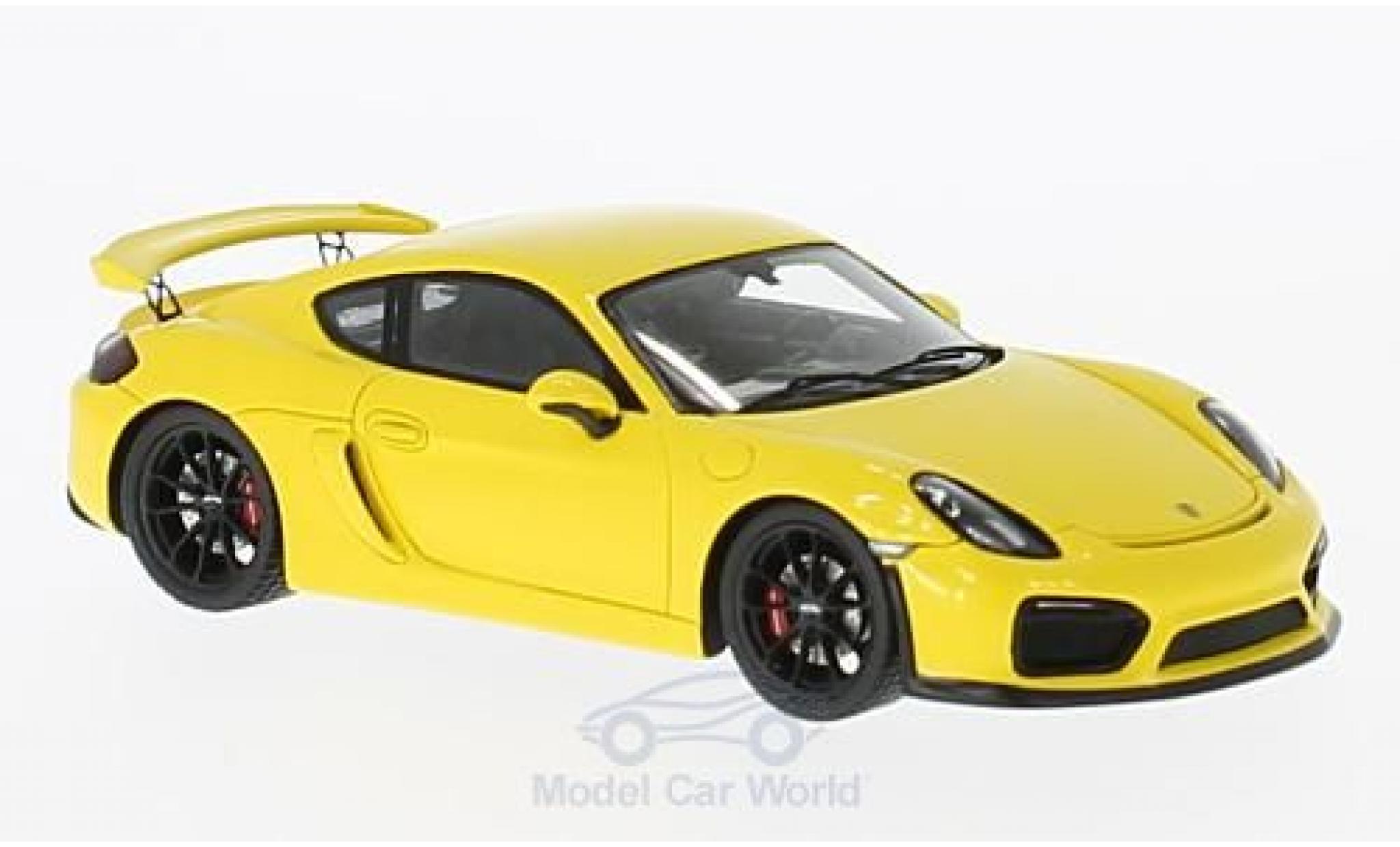 Porsche Cayman GT4 1/43 Spark GT4 geel 2016 modelauto