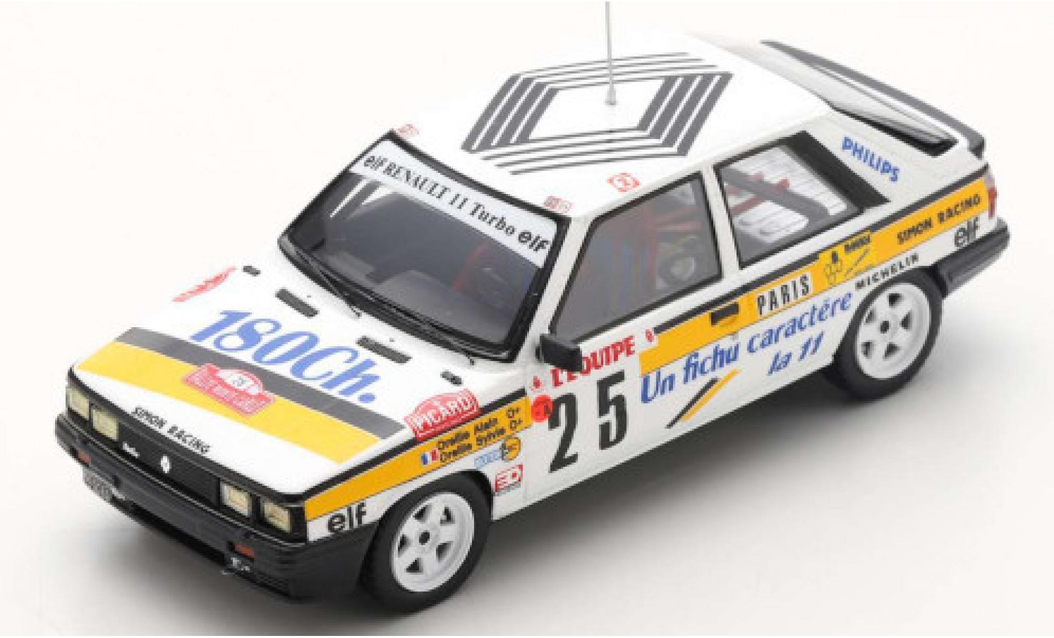 Renault 11 1/43 Spark Turbo No.25 Rallye WM Rallye Monte Carlo 1986 A.Oreille/S.Oreille modelauto