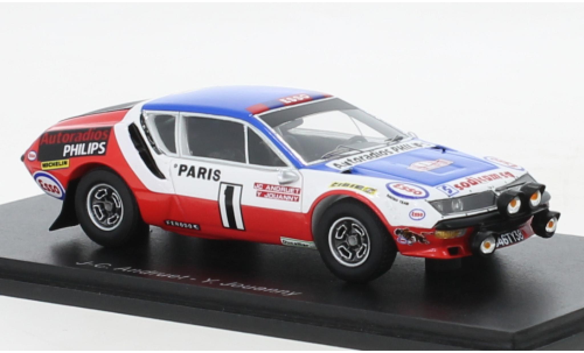Alpine A310 1/43 Spark No.1 Autoradios Philips Rallye WM Rallye Monte Carlo 1976 modelauto