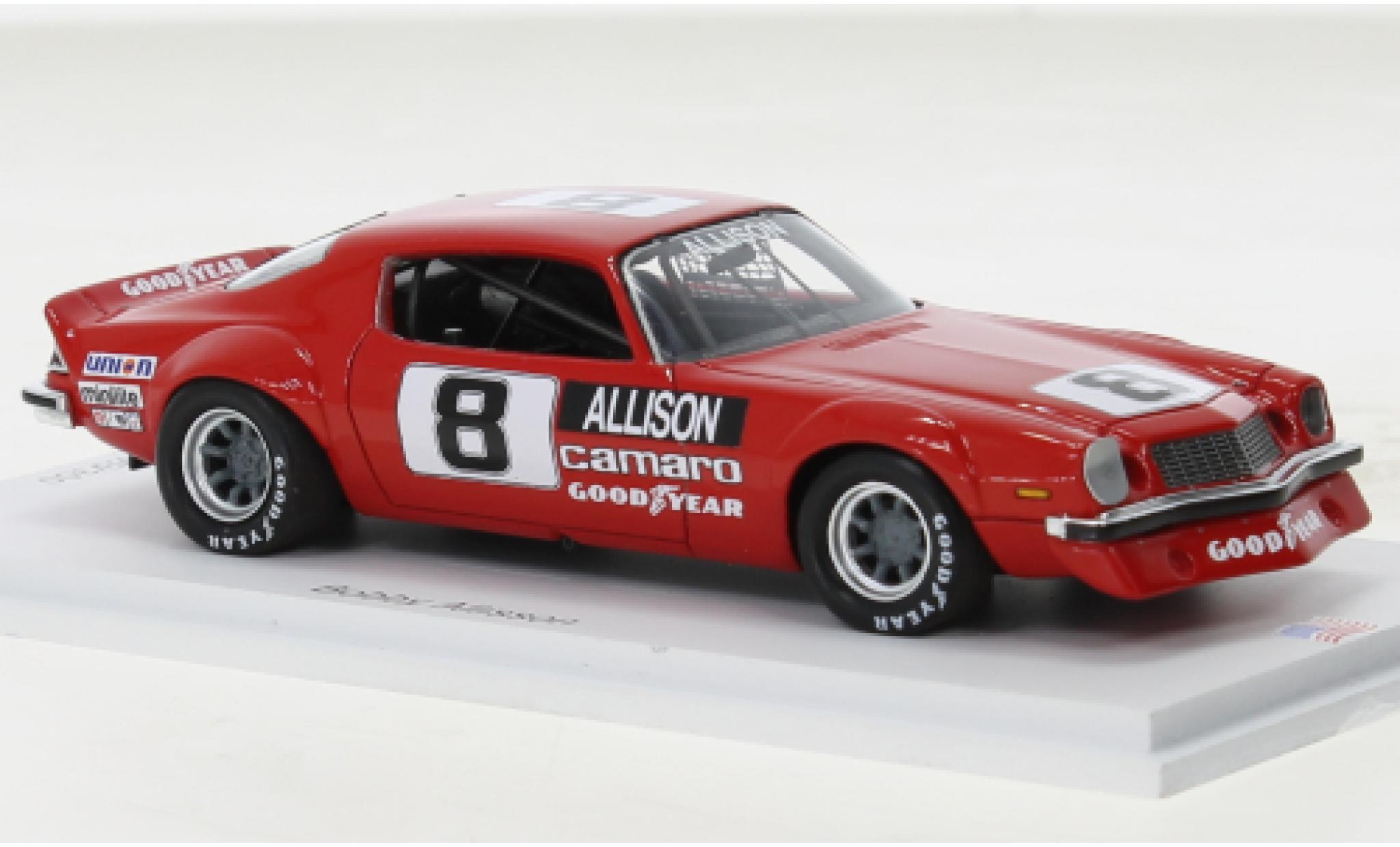 Chevrolet Camaro 1/43 Spark rood No.8 IROC Daytona 1975 modelauto