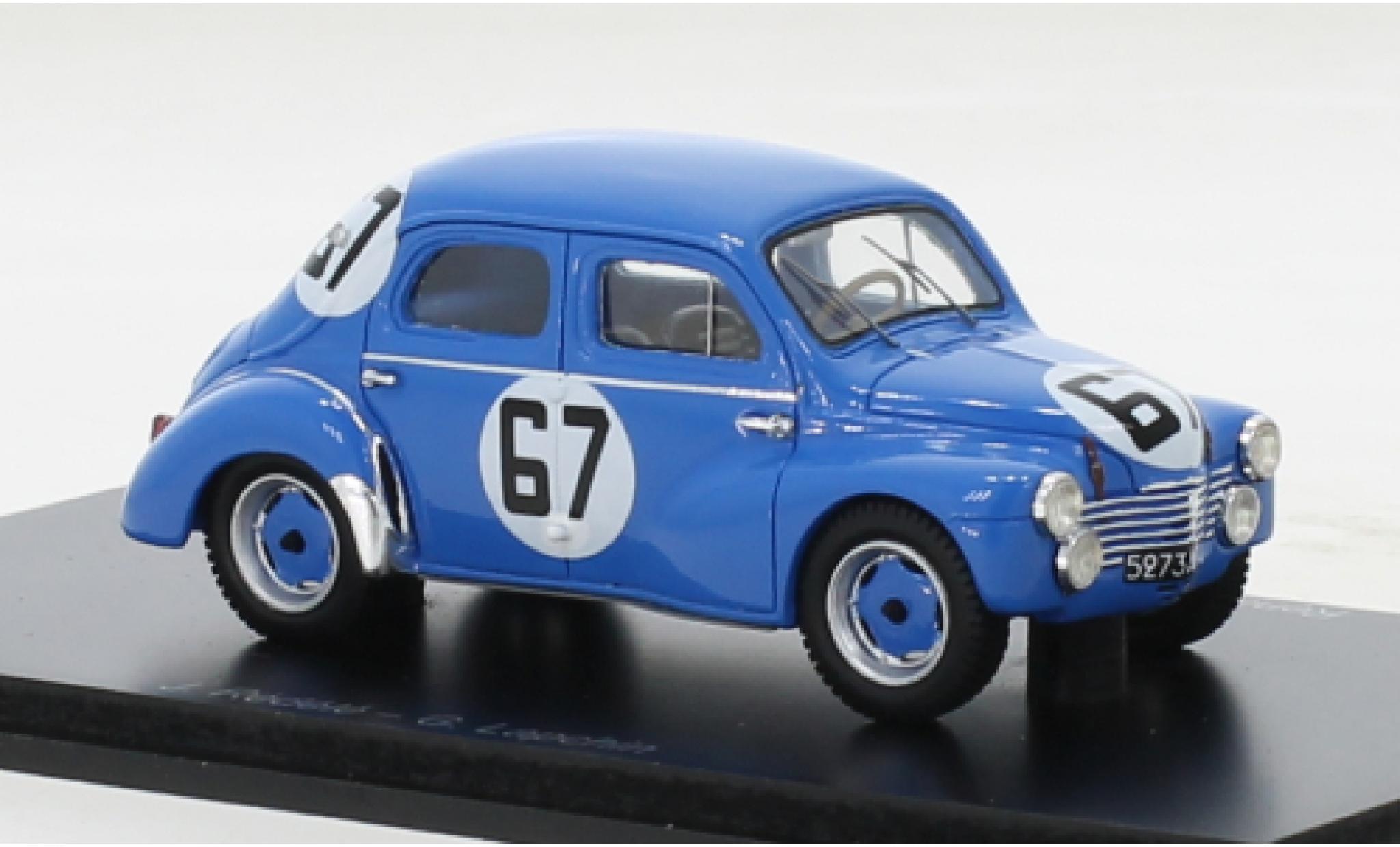 Renault 4CV 1/43 Spark blauw No.67 24h Le Mans 1952 modelauto
