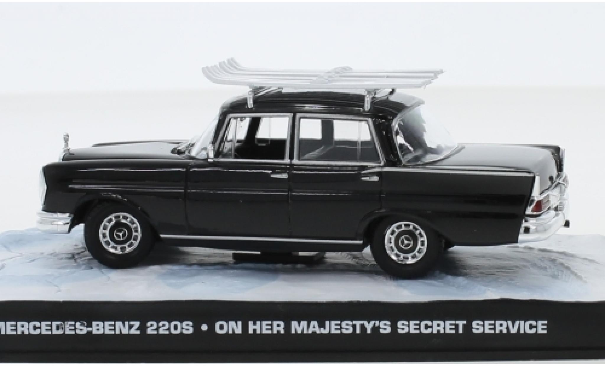 Mercedes 220 1/43 SpecialC S (W111) zwart James Bond 007 Im Geheimdienst Ihrer Majest&auml;t ohne Vitrine modelauto