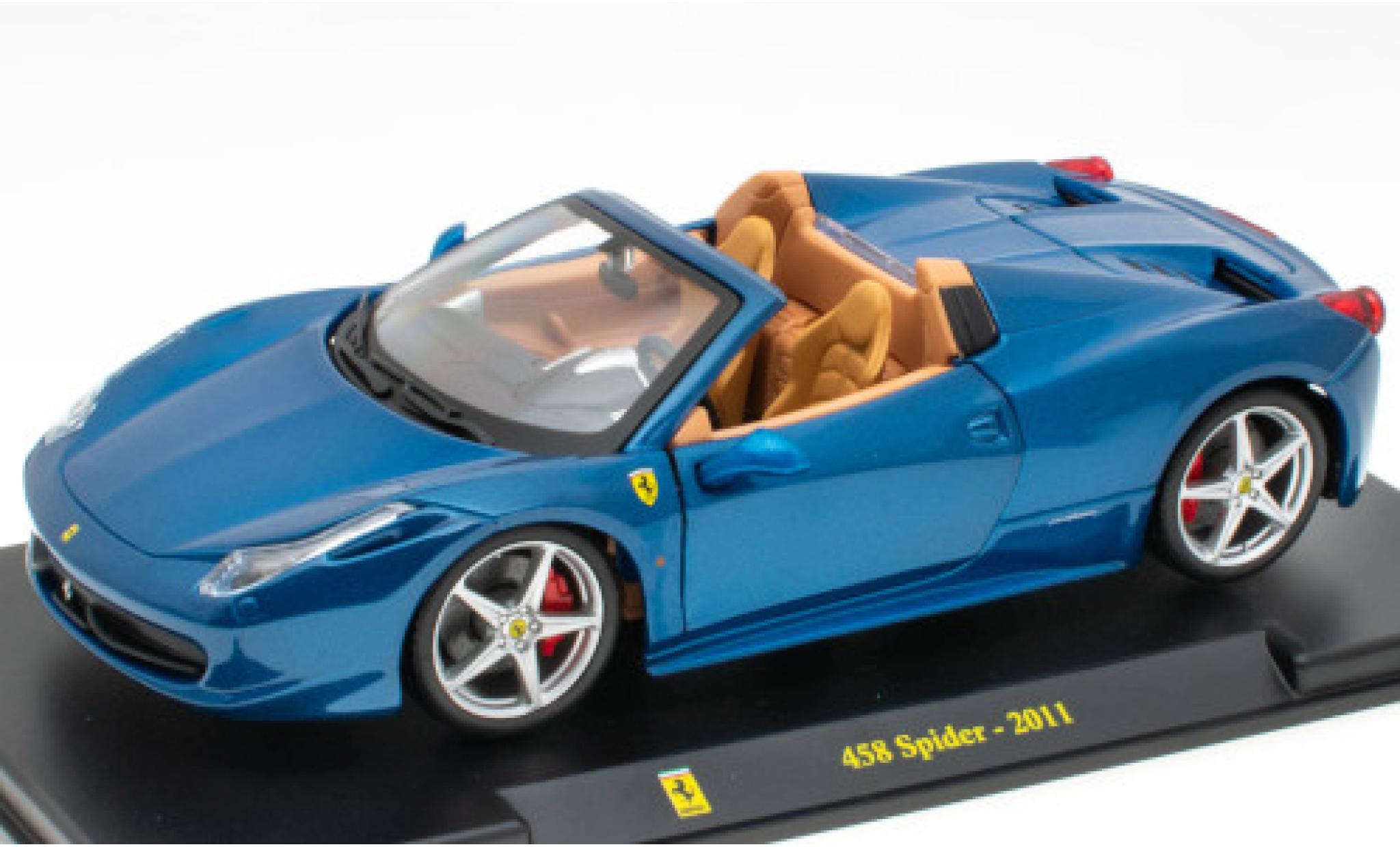Ferrari 458 1/24 SpecialC Spider metallic blauw 2011 modelauto