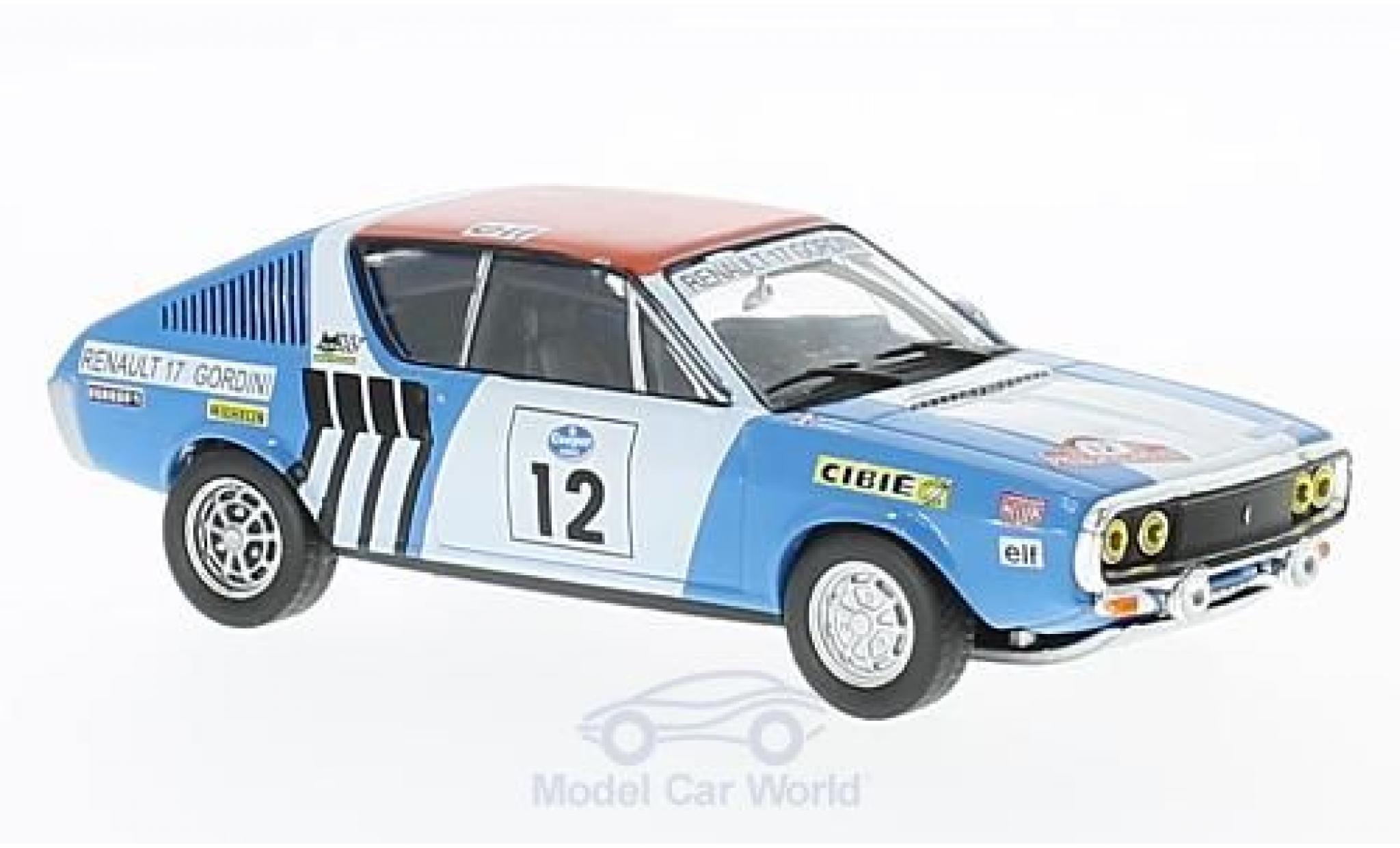 Renault 17 1/43 SpecialC Gordini No.12 Rallye Press on Regardless 1974 J-L.Therier/C.Delferrier ohne Vitrine modelauto