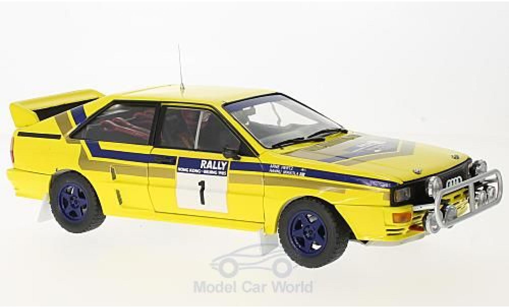 Audi Quattro 1/18 Sun Star A2 No.1 555 Rallye Hong Kong - Peking 1985 mit Decals H.Mikkola/A.Hertz modelauto