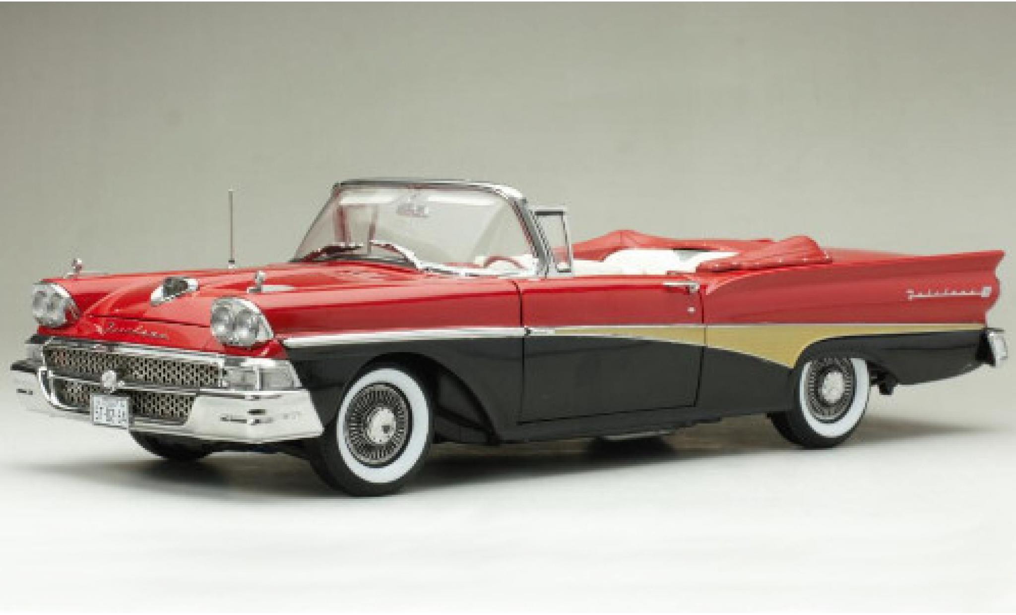 Ford Fairlane 1/18 Sun Star 500 Cabriolet rood/zwart 1958 modelauto