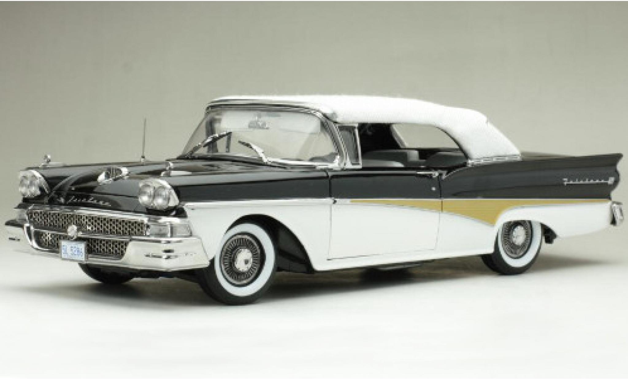 Ford Fairlane 1/18 Sun Star 500 Cabriolet zwart/wit 1958 modelauto