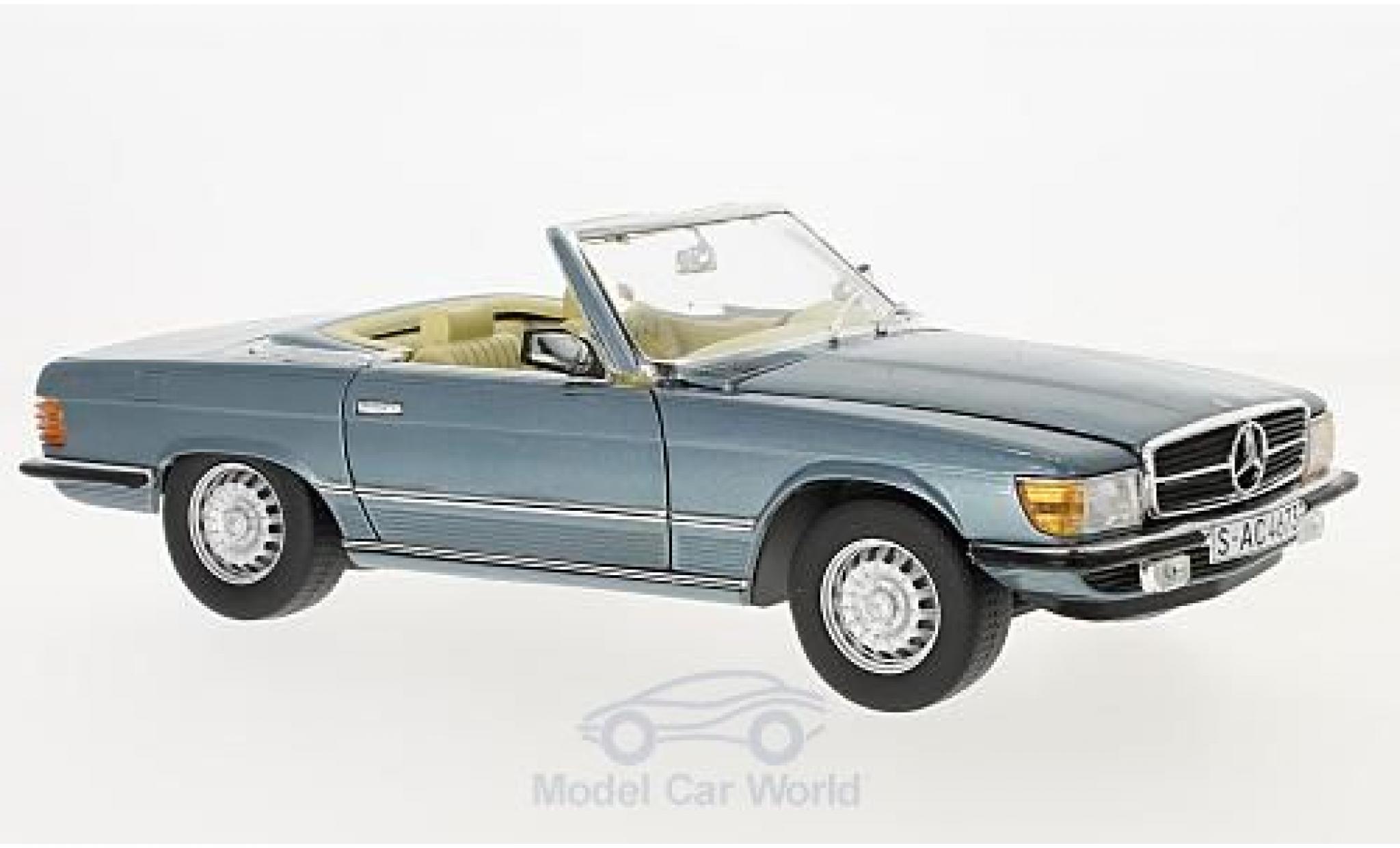 Mercedes 350 1/18 Sun Star SL metallic blauw 1977 modelauto