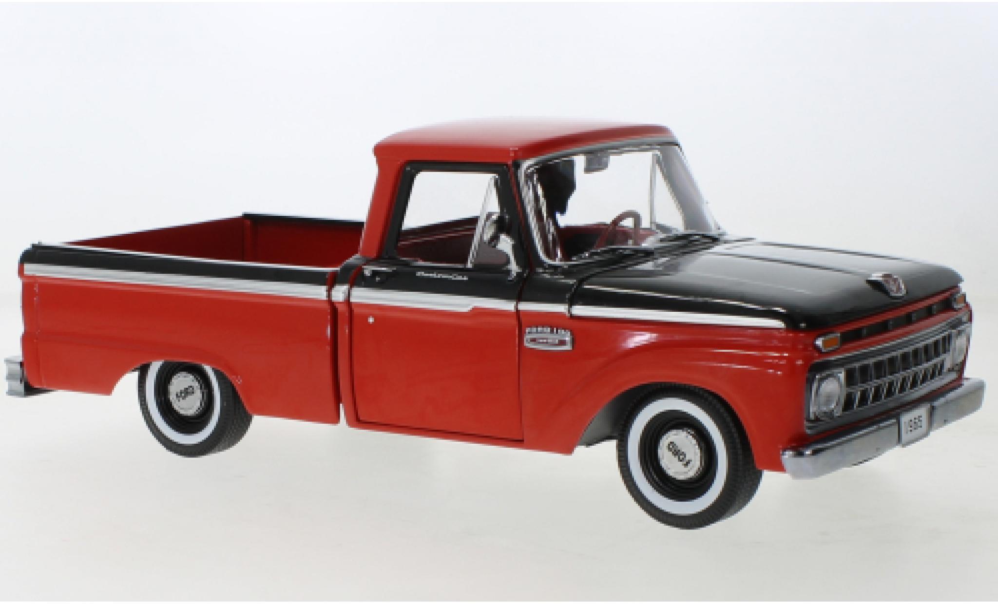 Ford F-1 1/18 Sun Star 00 Custom Cab Pickup rood/zwart 1965 modelauto
