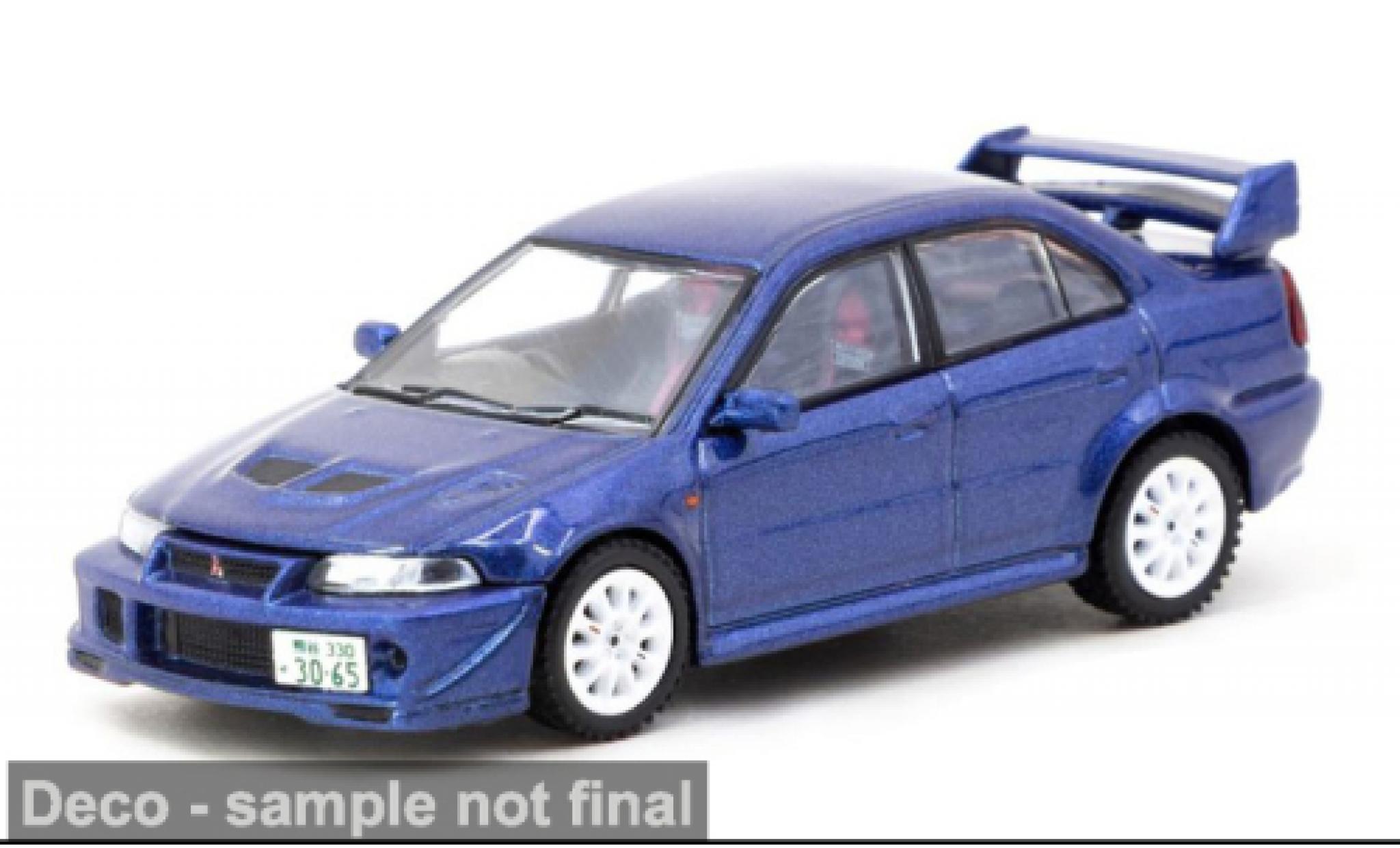Mitsubishi Lancer 1/64 Tarmac Works Evolution VI blauw 1:64 modelauto