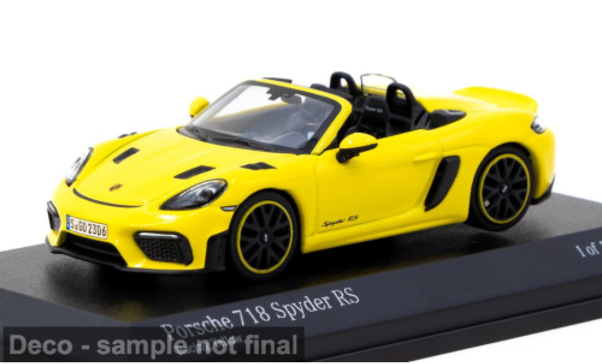 Porsche 718 1/64 Tarmac Works Spyder RS geel 1:64 modelauto