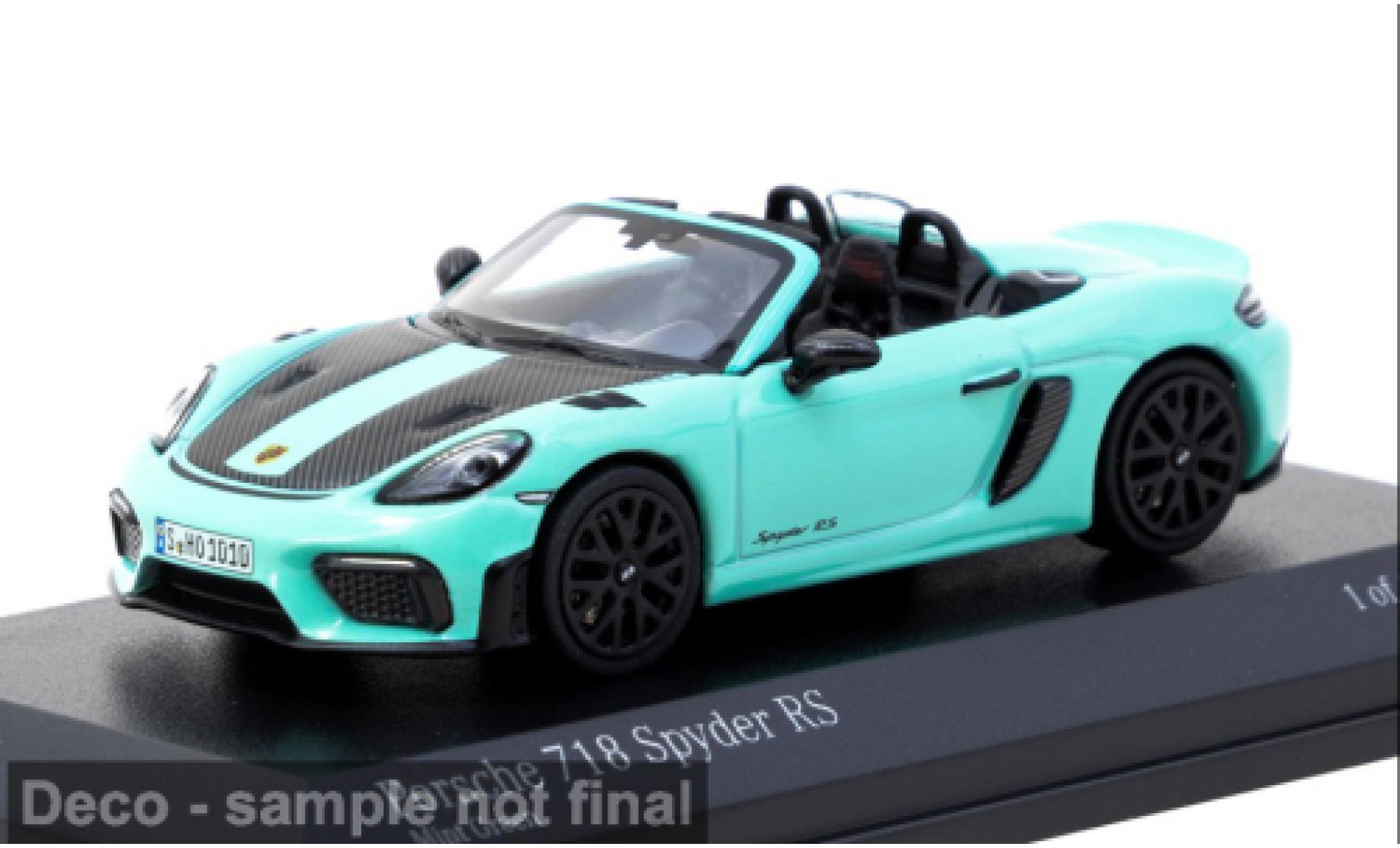 Porsche 718 1/64 Tarmac Works Spyder RS turquoise/zwart 1:64 modelauto