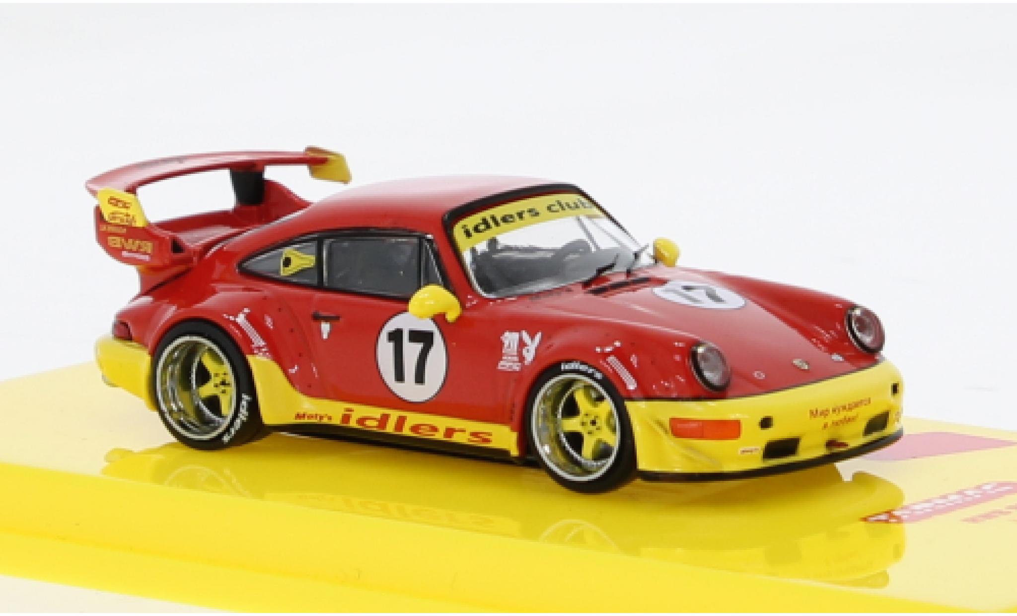 Porsche 964 RWB 1/64 Tarmac Works 911  rood/geel 1:64 modelauto