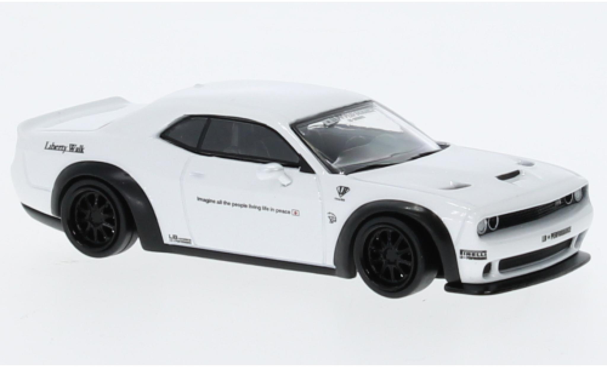 Dodge Challenger 1/64 Tarmac Works SRT Hellcat LB-Works metallic wit modelauto
