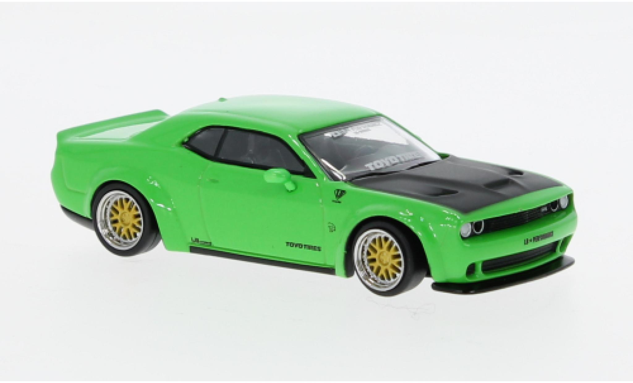 Dodge Challenger 1/64 Tarmac Works SRT Hellcat LB-Works metallic la chaux modelauto