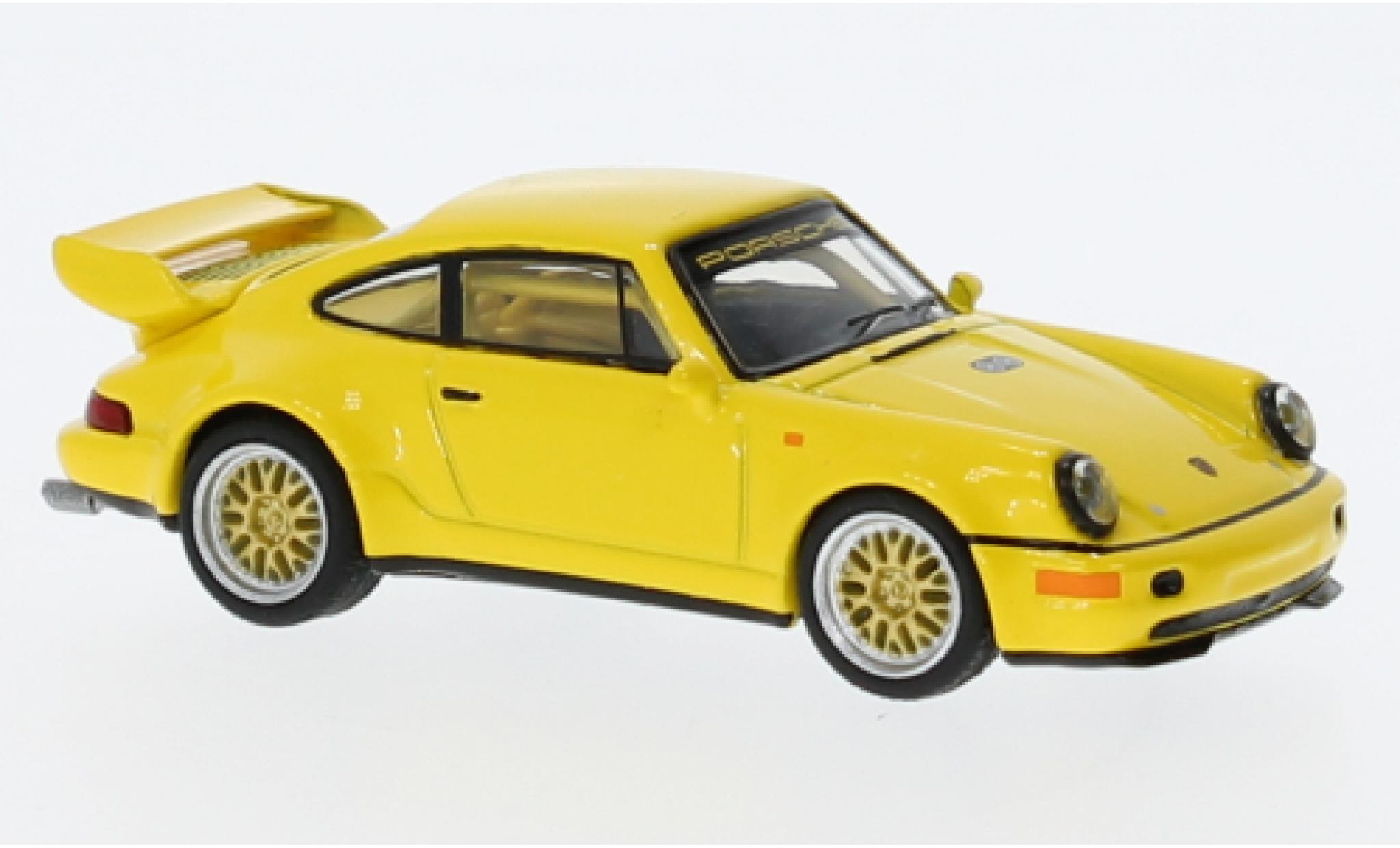 Porsche 964 1/64 Tarmac Works 911  RSR geel modelauto