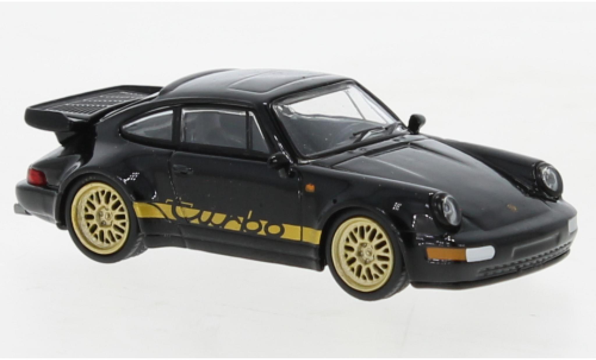Porsche 964 Turbo 1/64 Tarmac Works 911  zwart modelauto