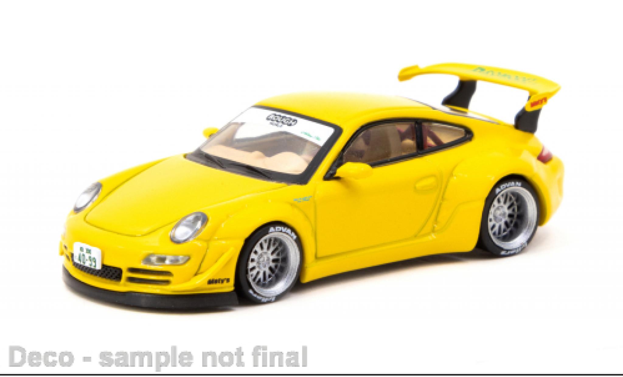 Porsche 997 RWB 1/64 Tarmac Works 911  geel Notting Hill modelauto