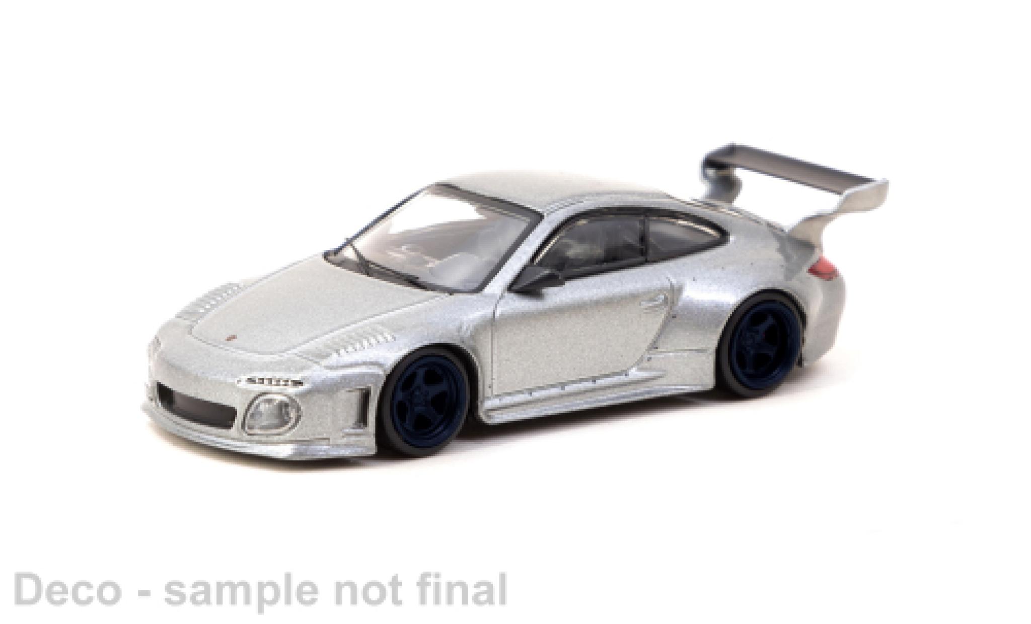 Porsche 997 RWB 1/64 Tarmac Works 911  Old & Nouveau metallic grijs modelauto