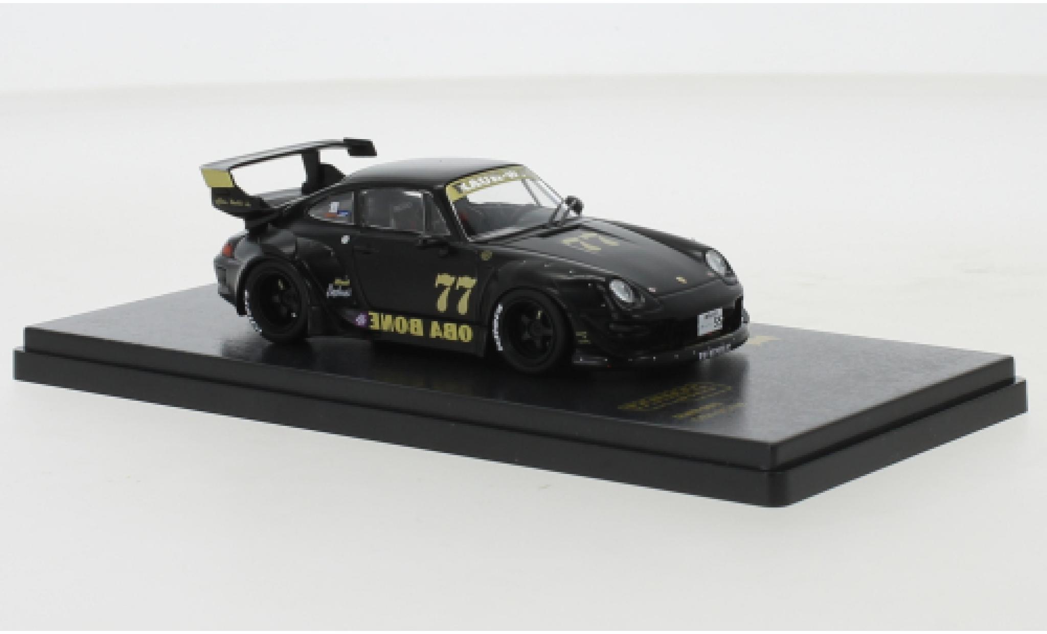 Porsche 993 RWB 1/64 Tarmac Works matt-zwart Oba Bone modelauto