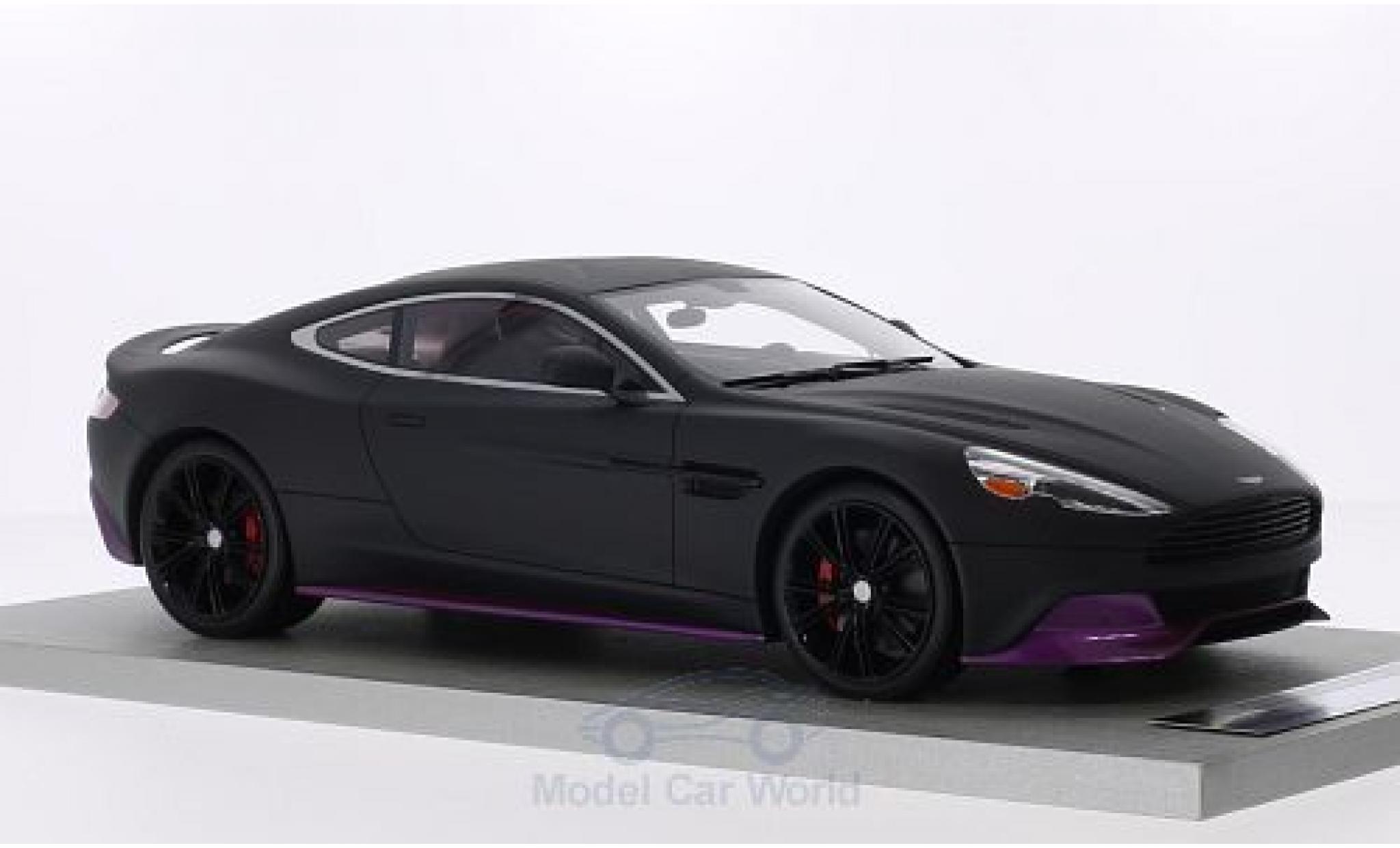 Aston Martin Vanquish 1/18 Tecnomodel Coupe matt-zwart/metallic lila mit roodem Interieur modelauto