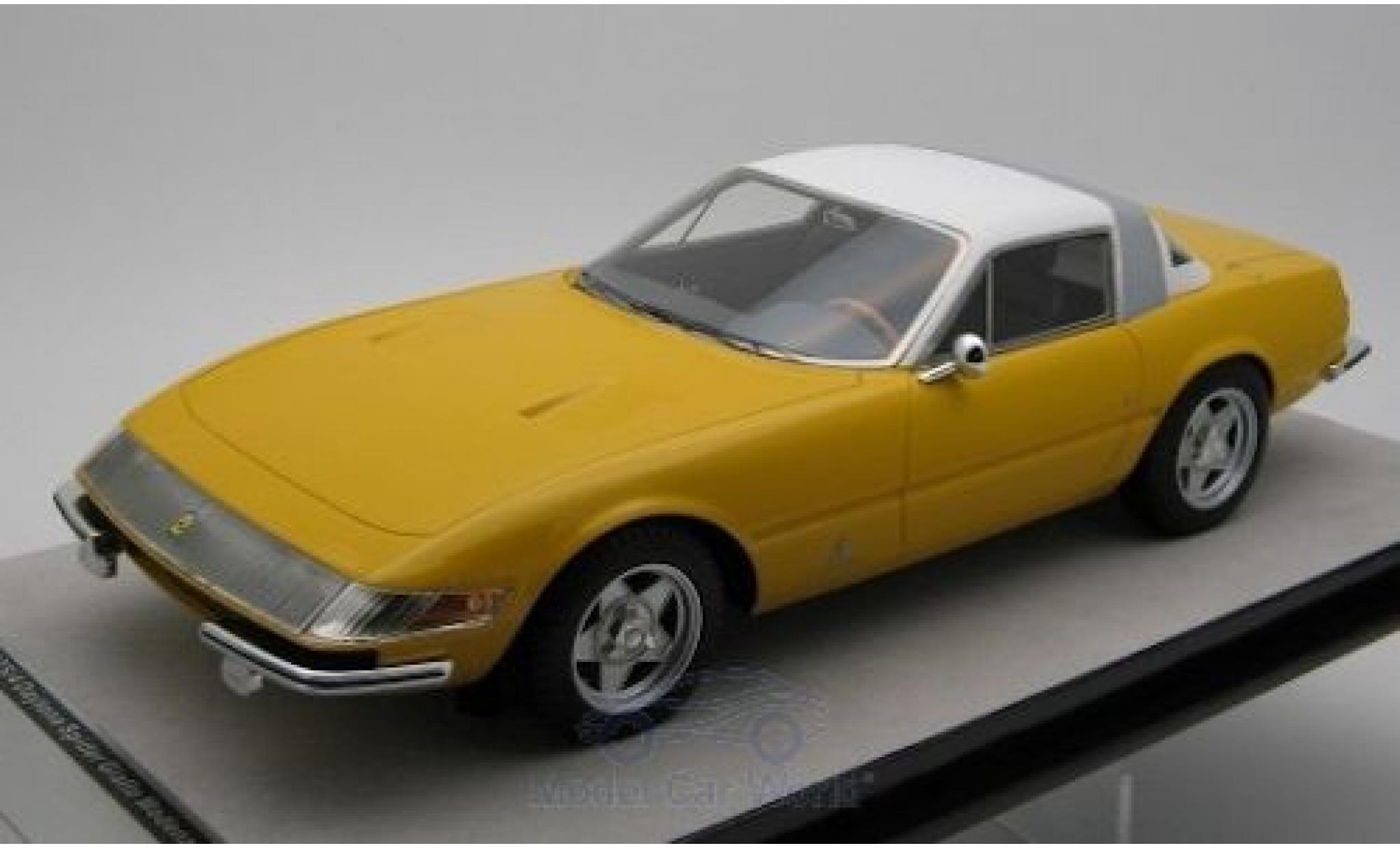 Ferrari 365 1/18 Tecnomodel GTB/4 Daytona Coupe Speciale geel/wit 1969 modelauto