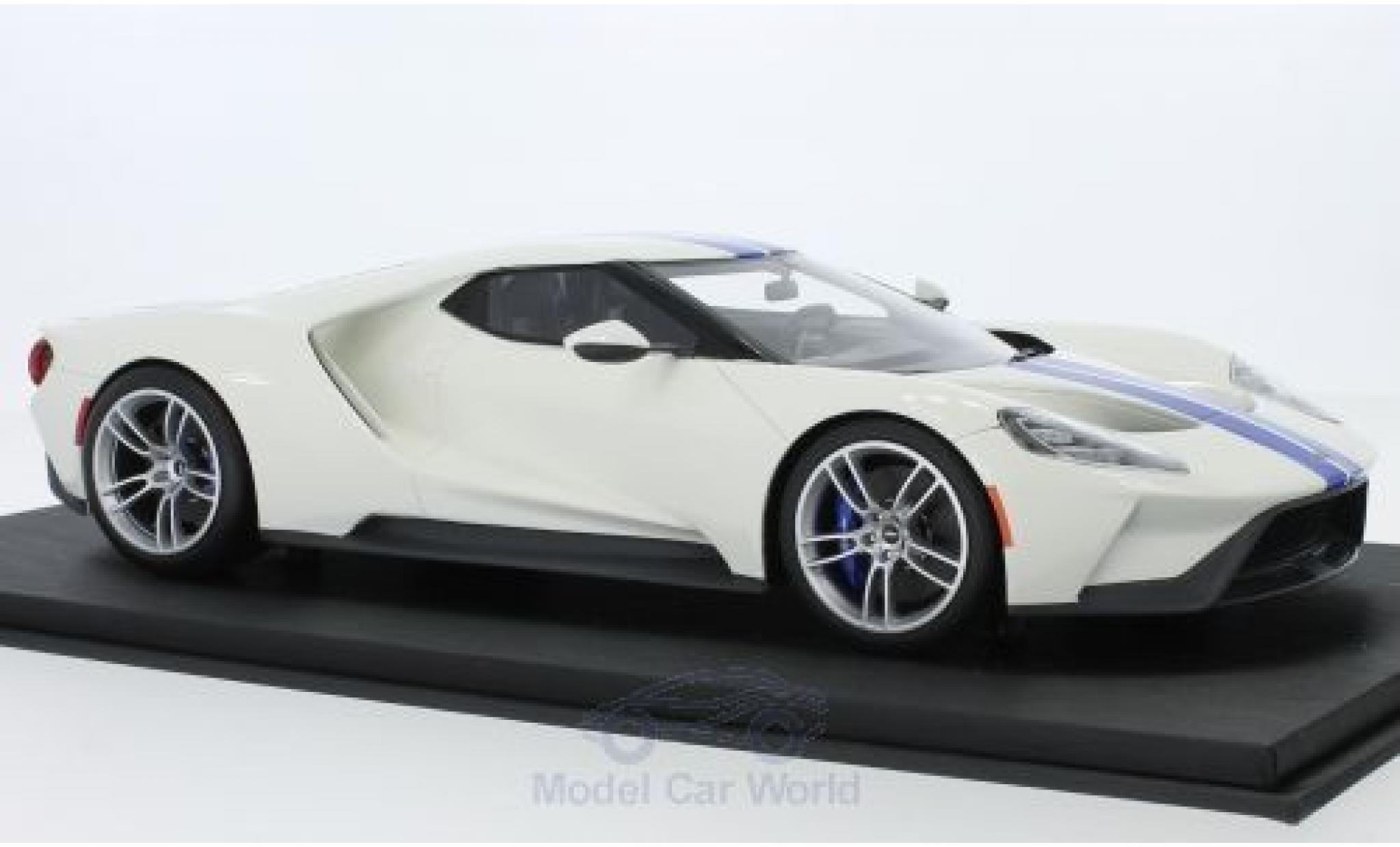 Ford GT 1/18 Top Speed wit/blauw modelauto