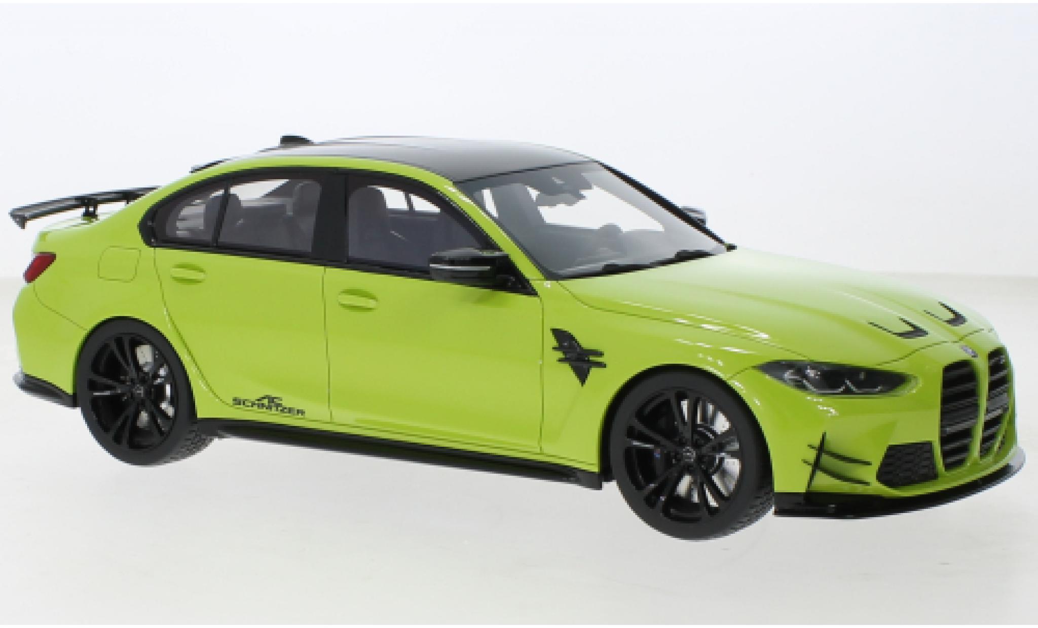 Bmw M3 1/18 Top Speed Competition (G80) AC Schnitzer geel modelauto
