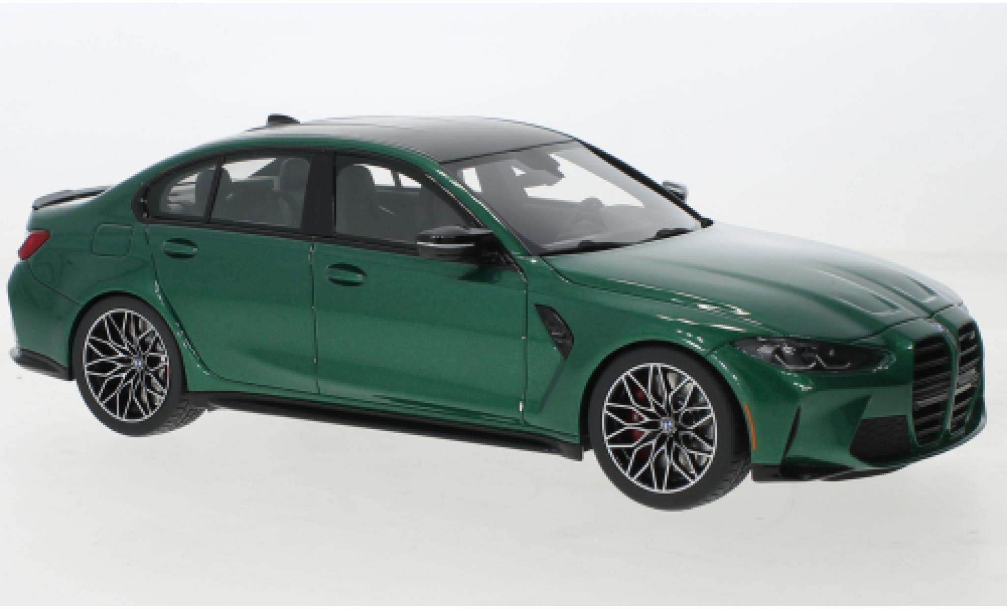 Bmw M3 1/18 Top Speed Competition (G80) metallic groen fonc&eacute; modelauto