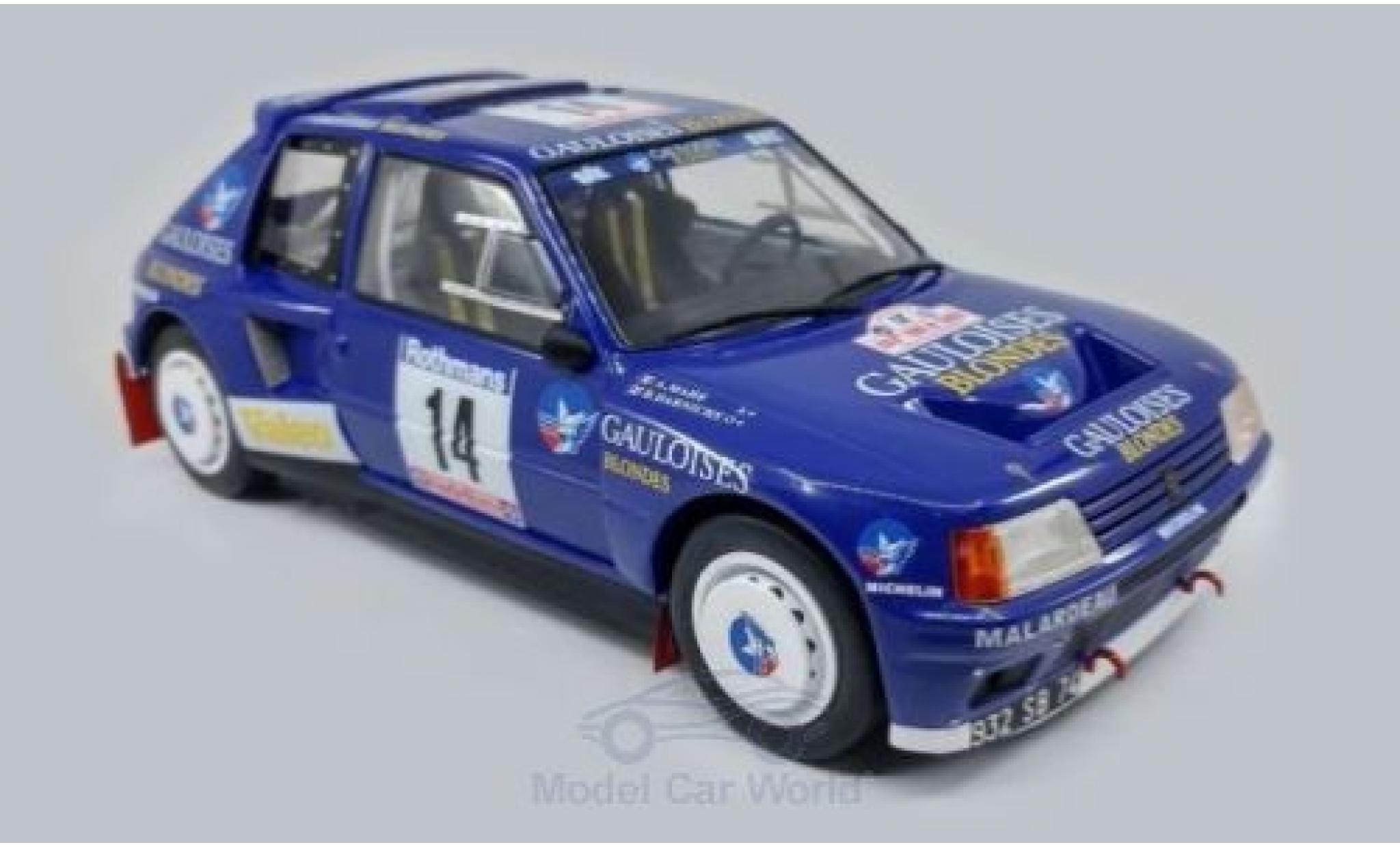Peugeot 205 1/18 Triple 9 Collection T16 No.14 Gauloises Rallye WM Tour de Corse 1985 B.Darniche/A.Mahe modelauto