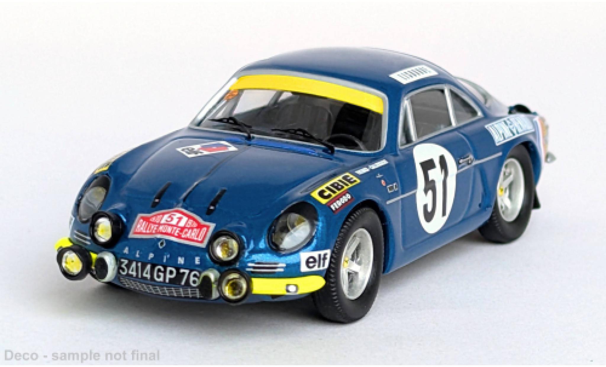 Alpine A110 1/43 Trofeu Rally Monte Carlo 1970 #51 1:43 modelauto