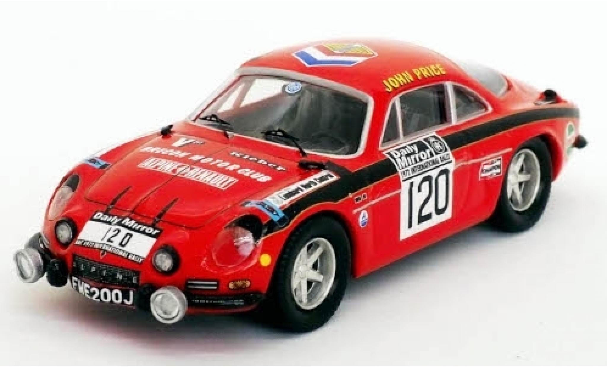 Alpine A110 1/43 Trofeu Renault No.120 Rallye WM RAC Rally 1972 J.Price/M.Turner modelauto